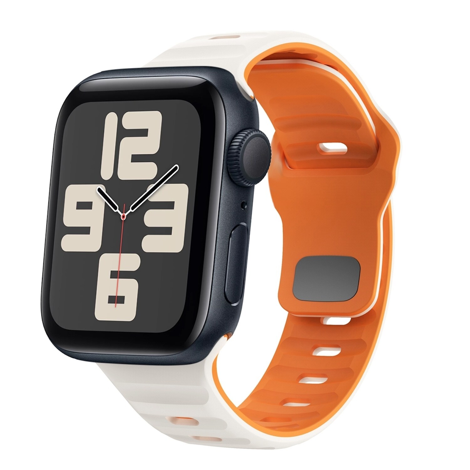 F&uuml;r Apple Watch SE 2023 44mm Silikon Wellenstruktur Armband Beige - Bild 1