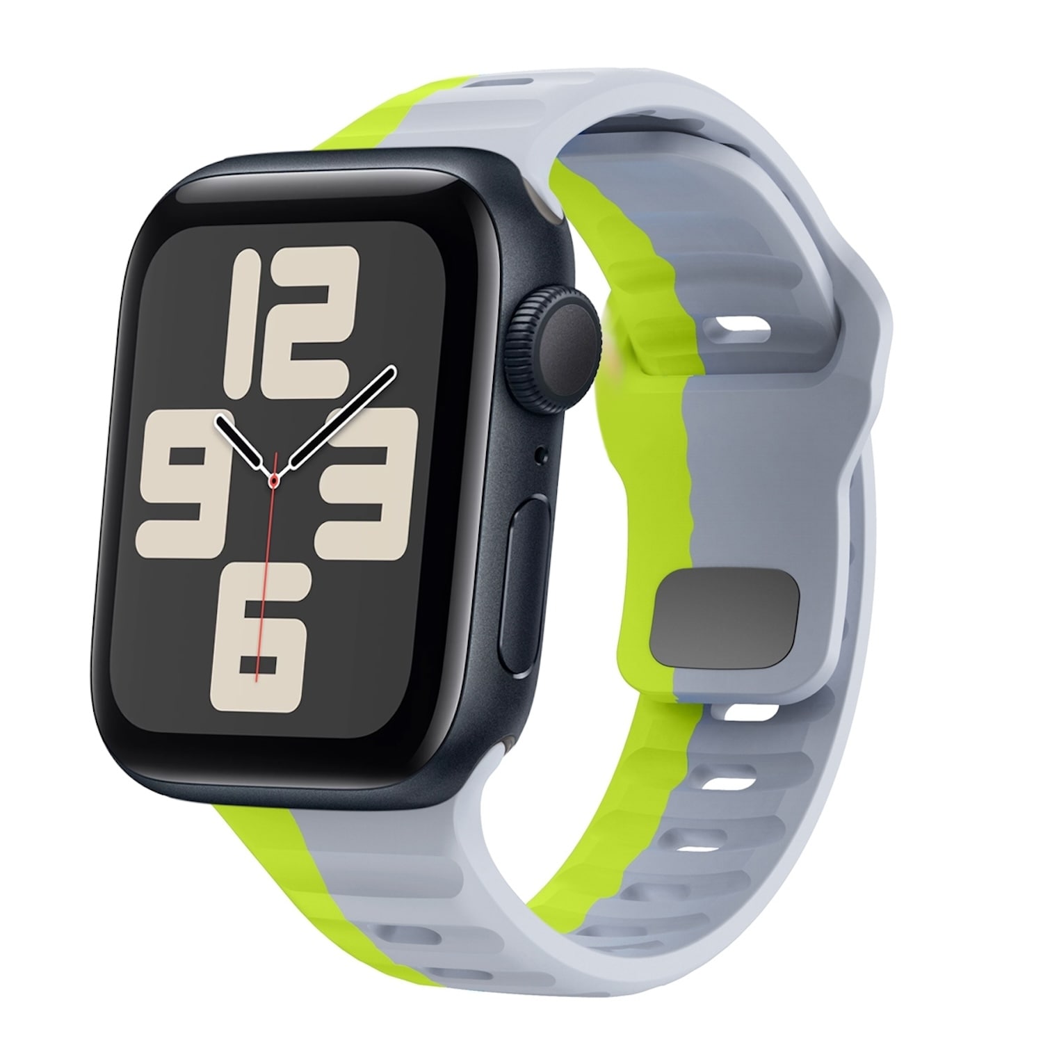 F&uuml;r Apple Watch SE 2023 40mm Silikon Wellenstruktur Armband Grau - Bild 1