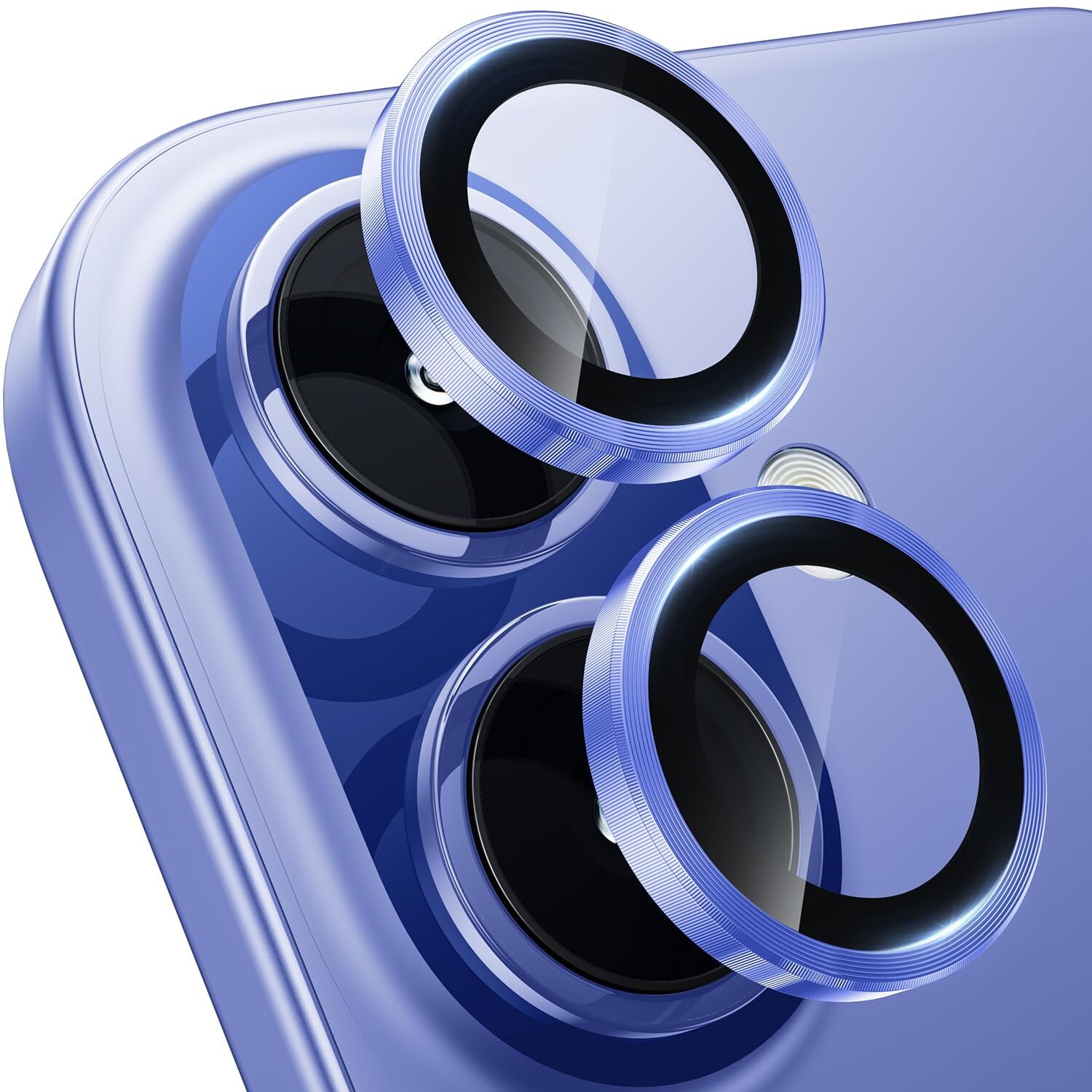 F&uuml;r Apple iPhone 16 / 16 Plus Aluminium Ring + H9 Hart Glas Dunkelblau - Bild 1