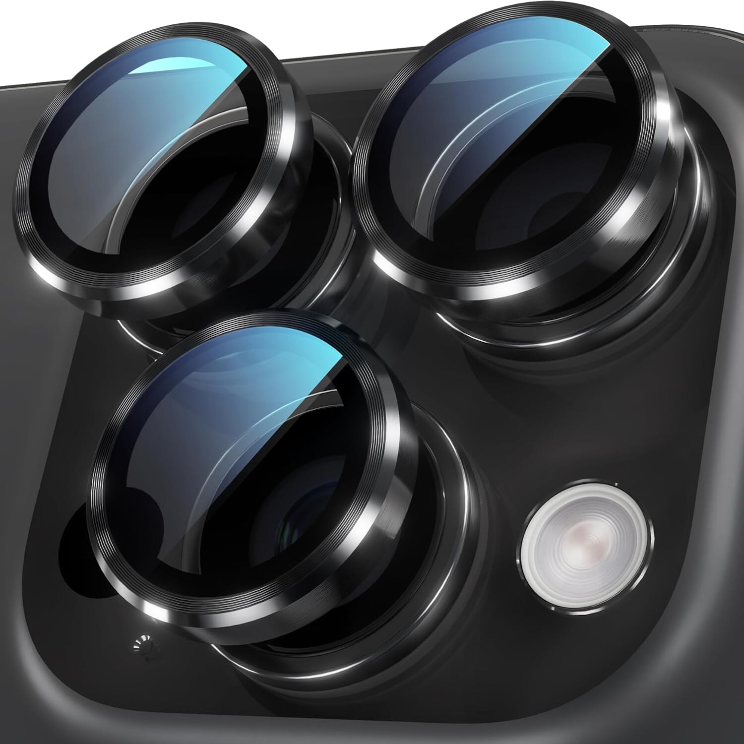 F&uuml;r Apple iPhone 16 Pro / 16 Pro Max Aluminium Ring + H9 Glas Schwarz - Bild 1