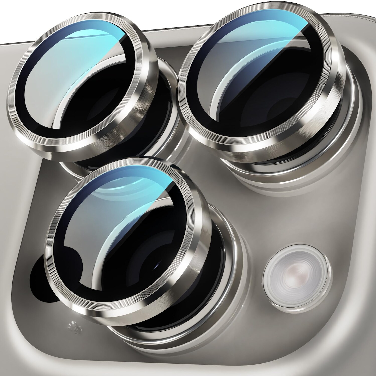 F&uuml;r Apple iPhone 16 Pro / 16 Pro Max Aluminium Ring + H9 Glas Silber - Bild 1