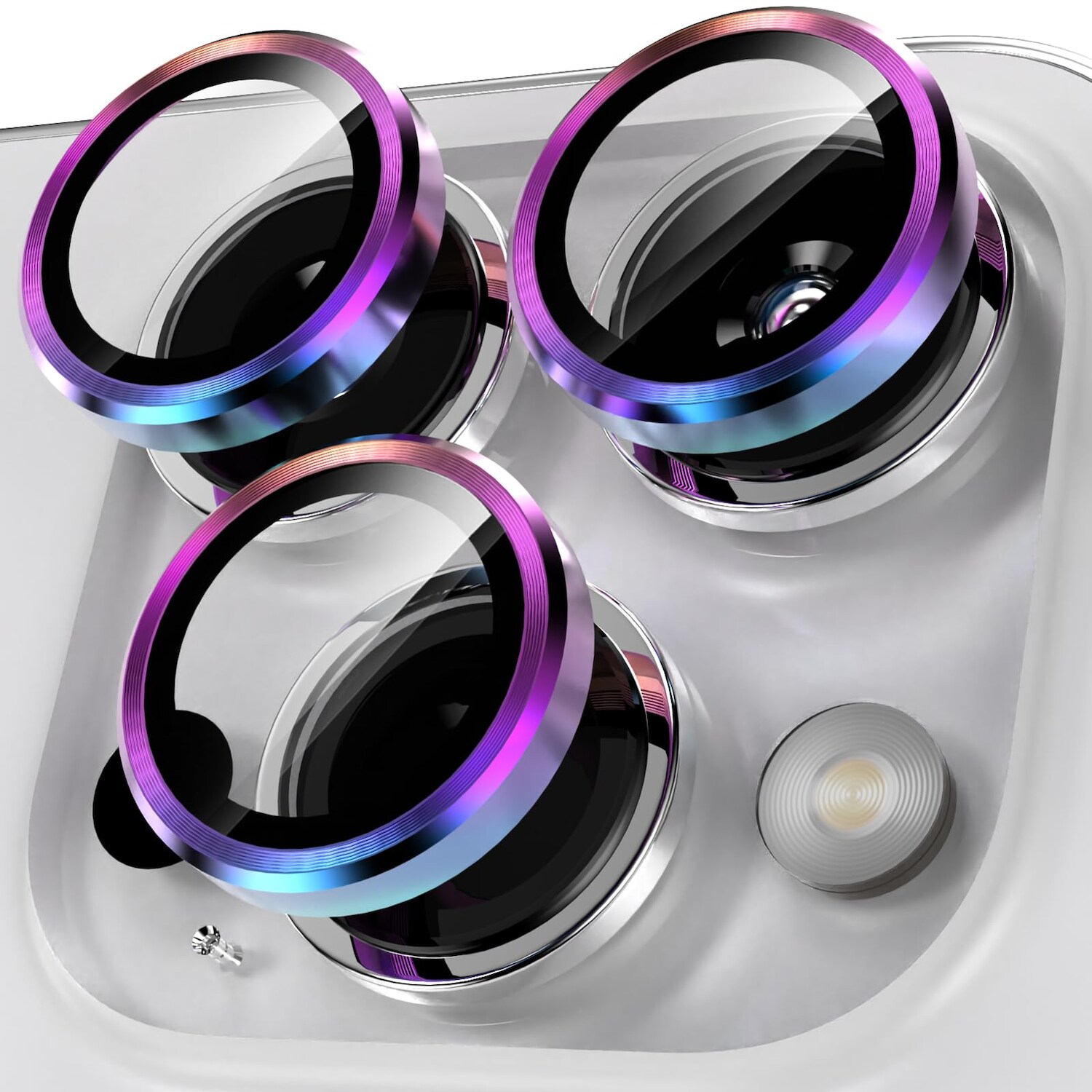 Für Apple iPhone 16 Pro / 16 Pro Max Aluminium Ring + H9 Glas Bunt