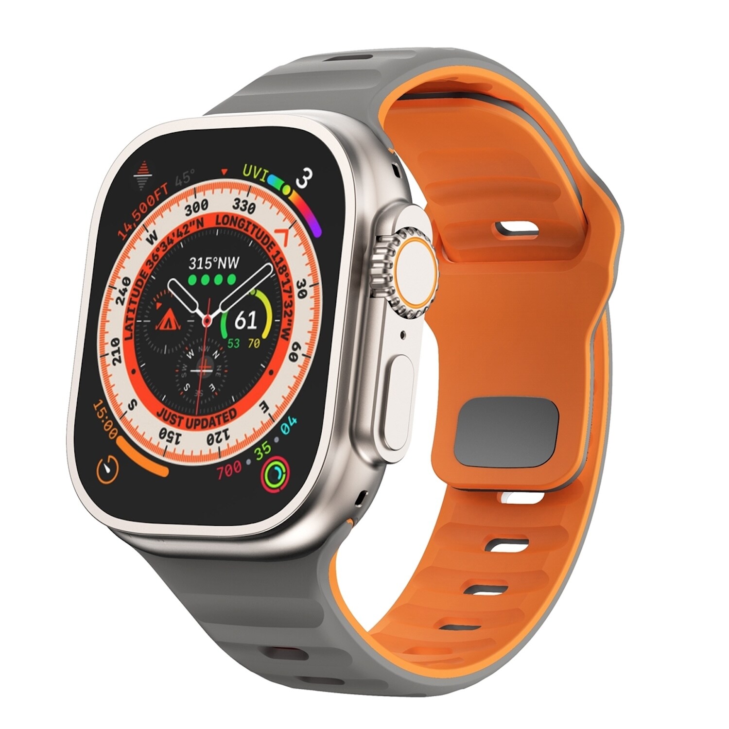 F&uuml;r Apple Watch Ultra 2 / 1 49mm Silikon Design Wellen Armband Grau - Bild 1