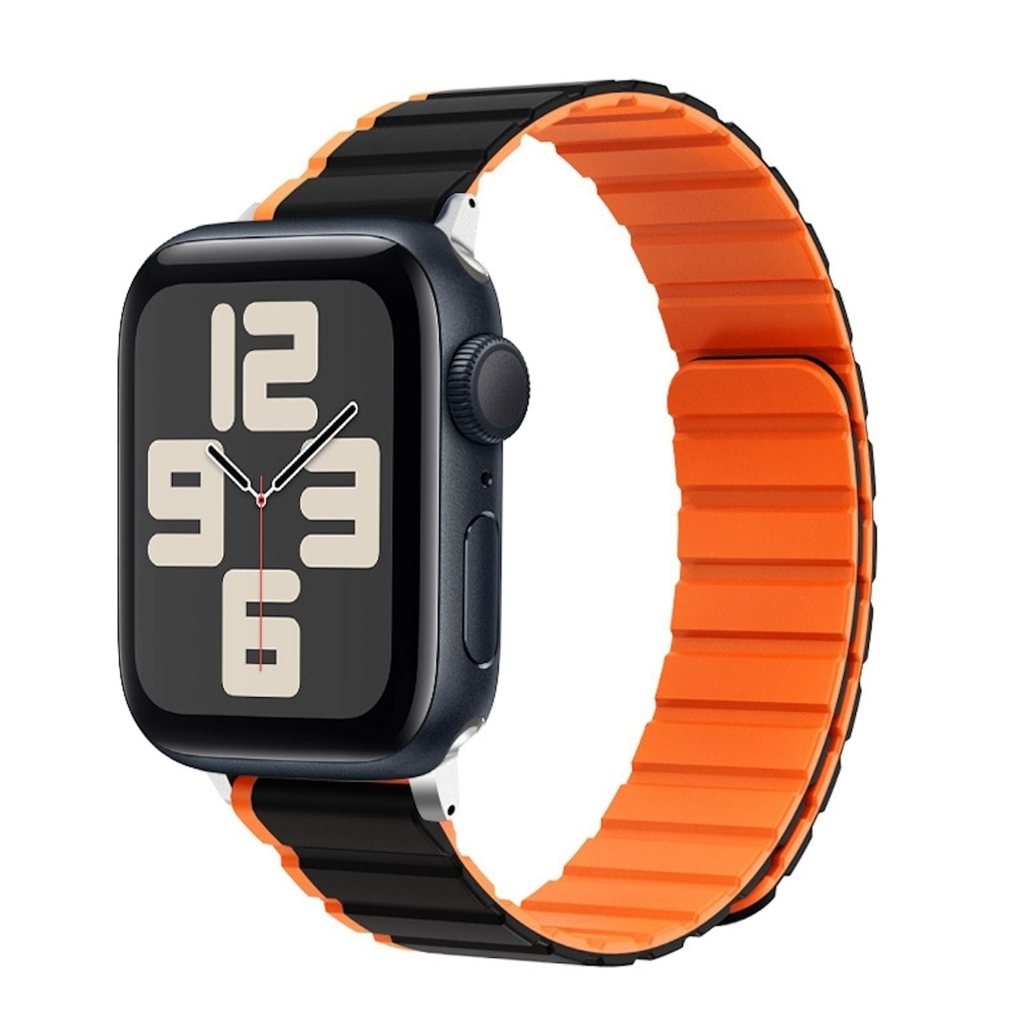 F&uuml;r Apple Watch SE 2023 44mm Magnetisches Silikon Armband Orange - Bild 1