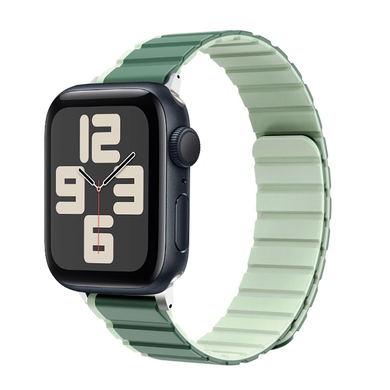 F&uuml;r Apple Watch SE 2023 44mm Magnetisches Design Silikon Armband Gr&uuml;n - Bild 1