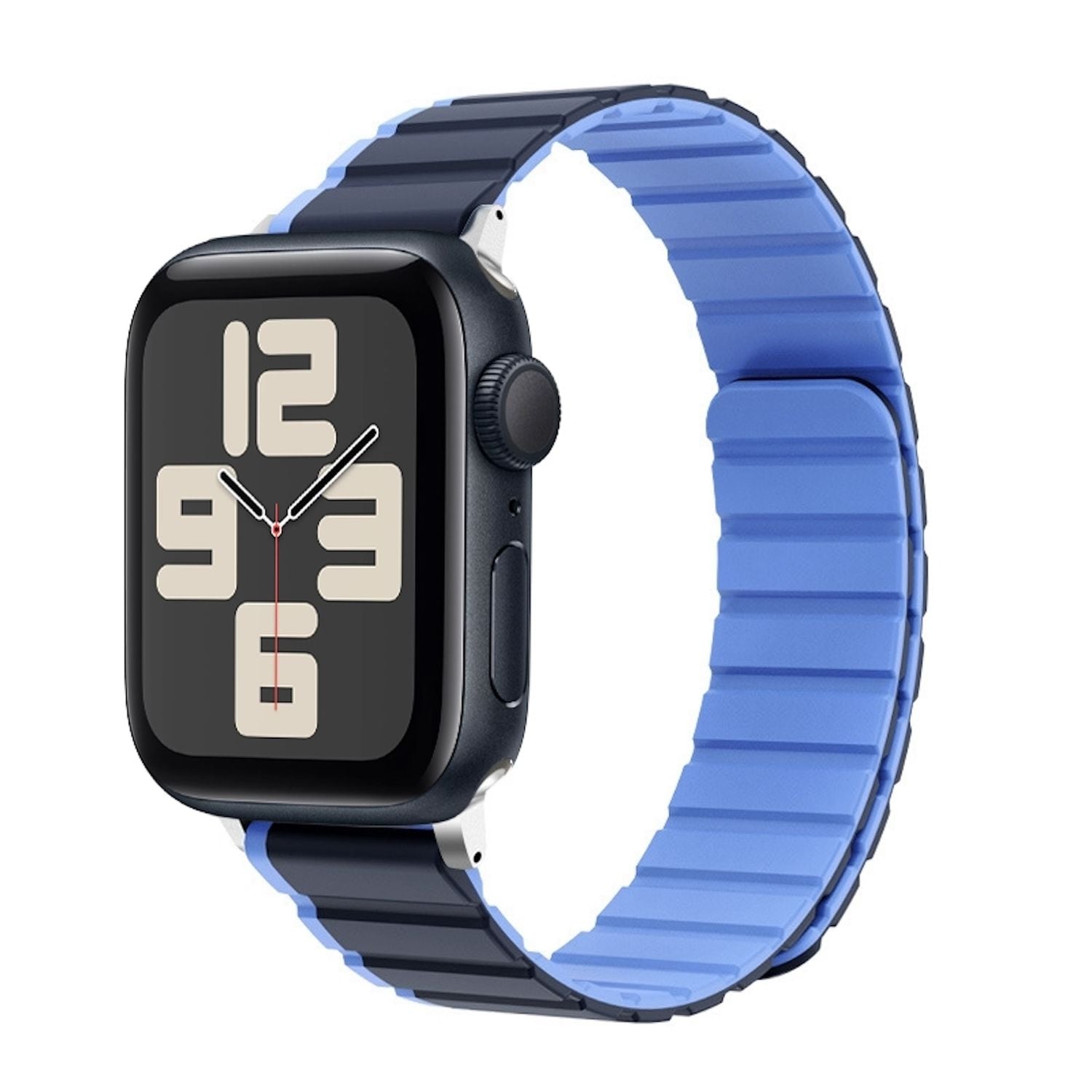 F&uuml;r Apple Watch SE 2023 44mm Magnetisches Design Silikon Armband Blau - Bild 1