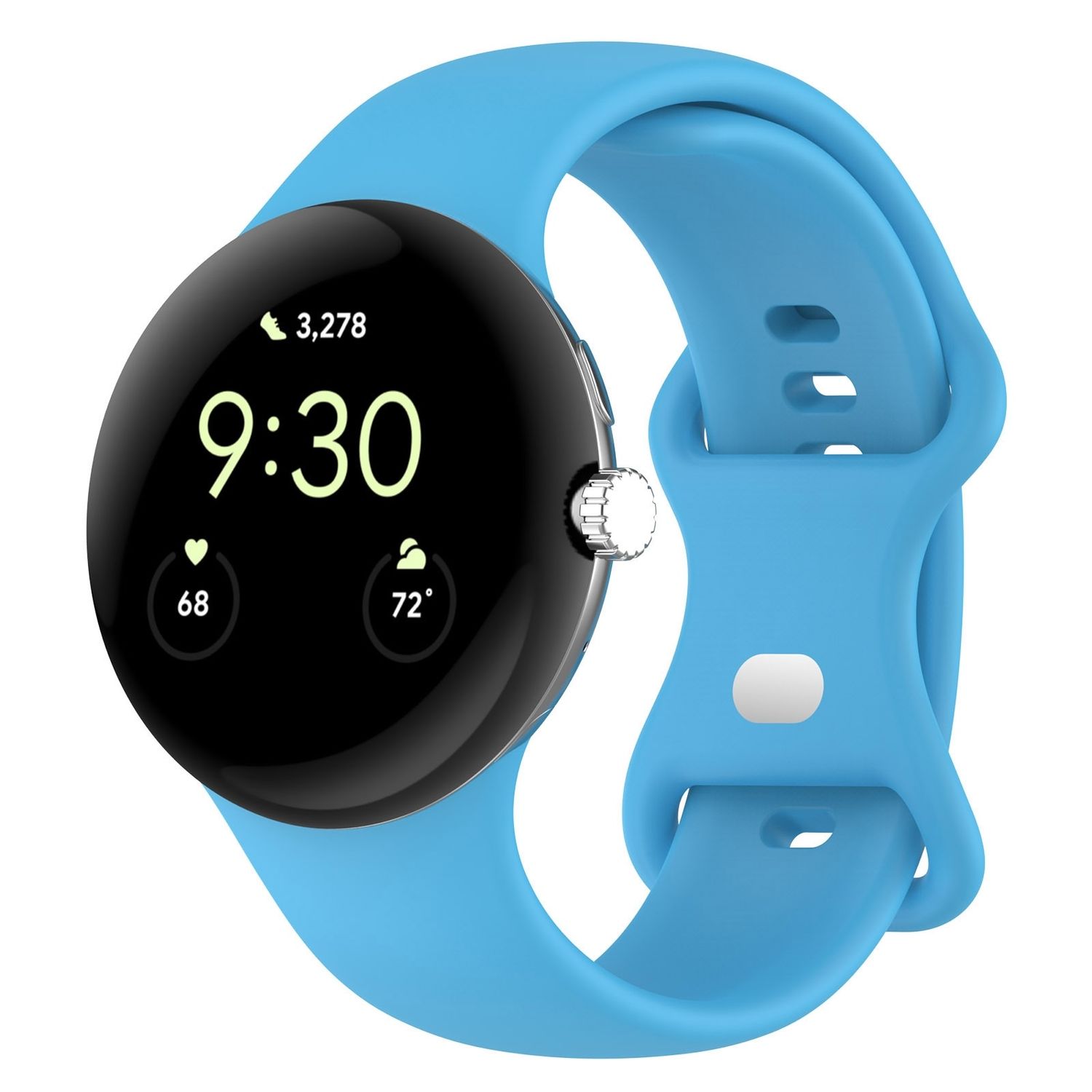 F&uuml;r Google Pixel Watch 3 45mm Silikon Band Butterfly Gr&ouml;&szlig;e S H- Blau - Bild 1
