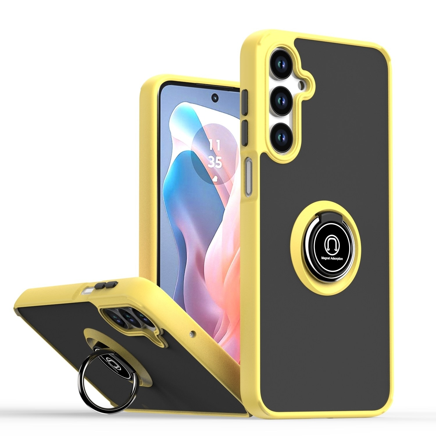 F&uuml;r Samsung Galaxy A16 5G Q Shadow Design TPU / PC H&uuml;lle Ring Gelb - Bild 1