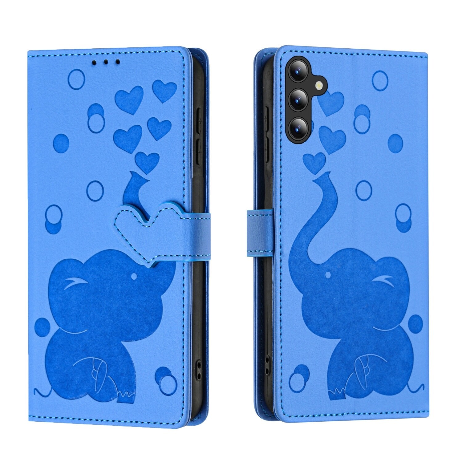 F&uuml;r Samsung Galaxy A16 Kunstleder Book Wallet Elefant H&uuml;lle Case Blau - Bild 1