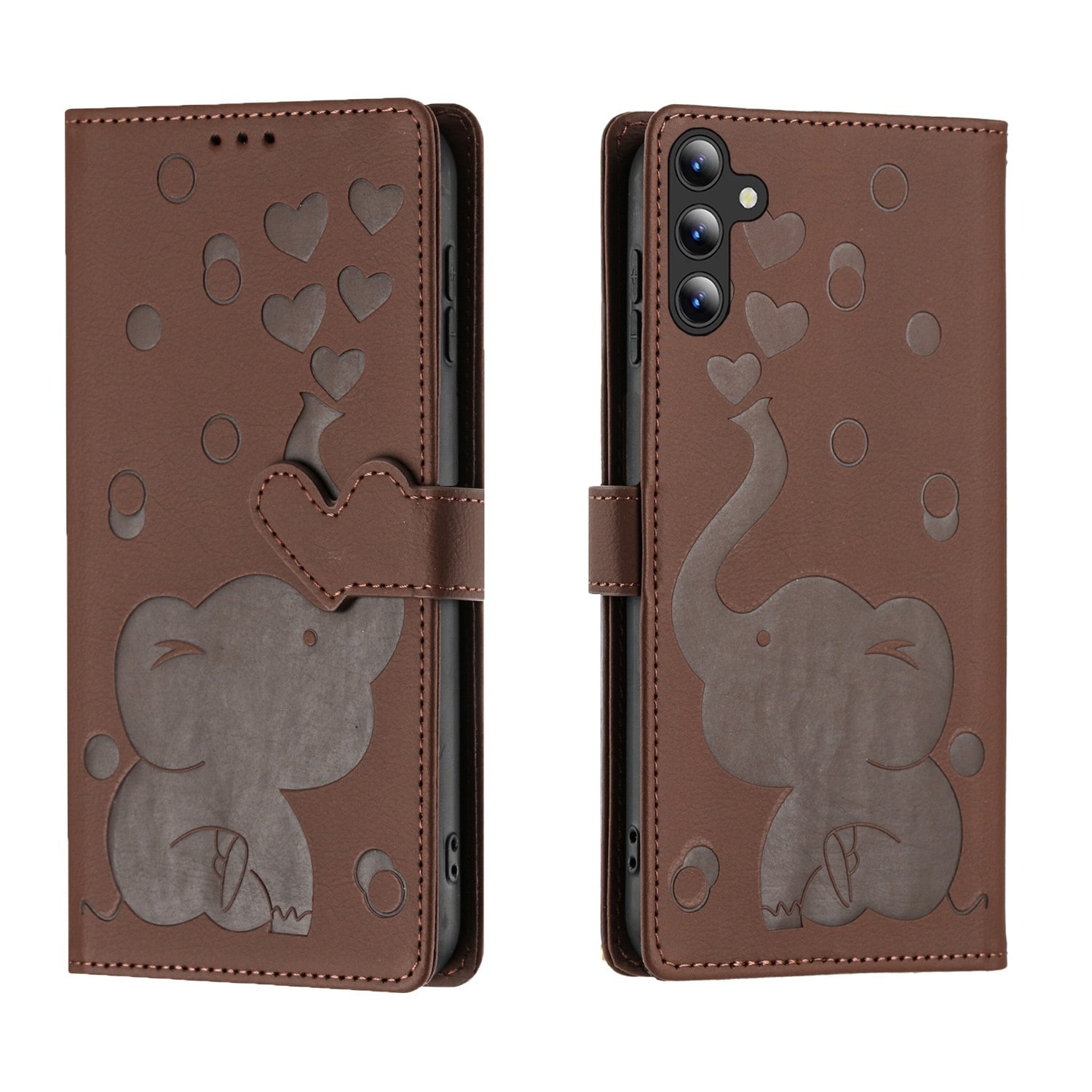 F&uuml;r Samsung Galaxy A16 Kunstleder Book Wallet Elefant H&uuml;lle D- Braun - Bild 1