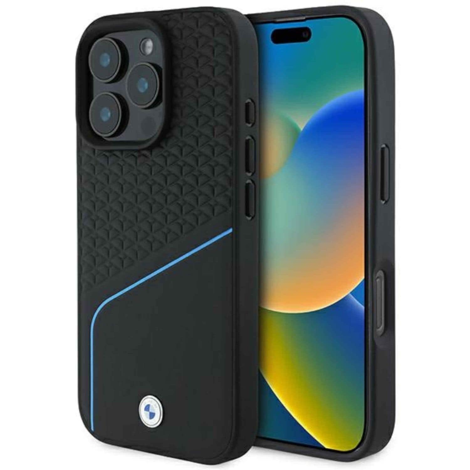 BMW Apple iPhone 16 Pro Hardcase Sign Leather Textured Line MagSafe - Bild 1