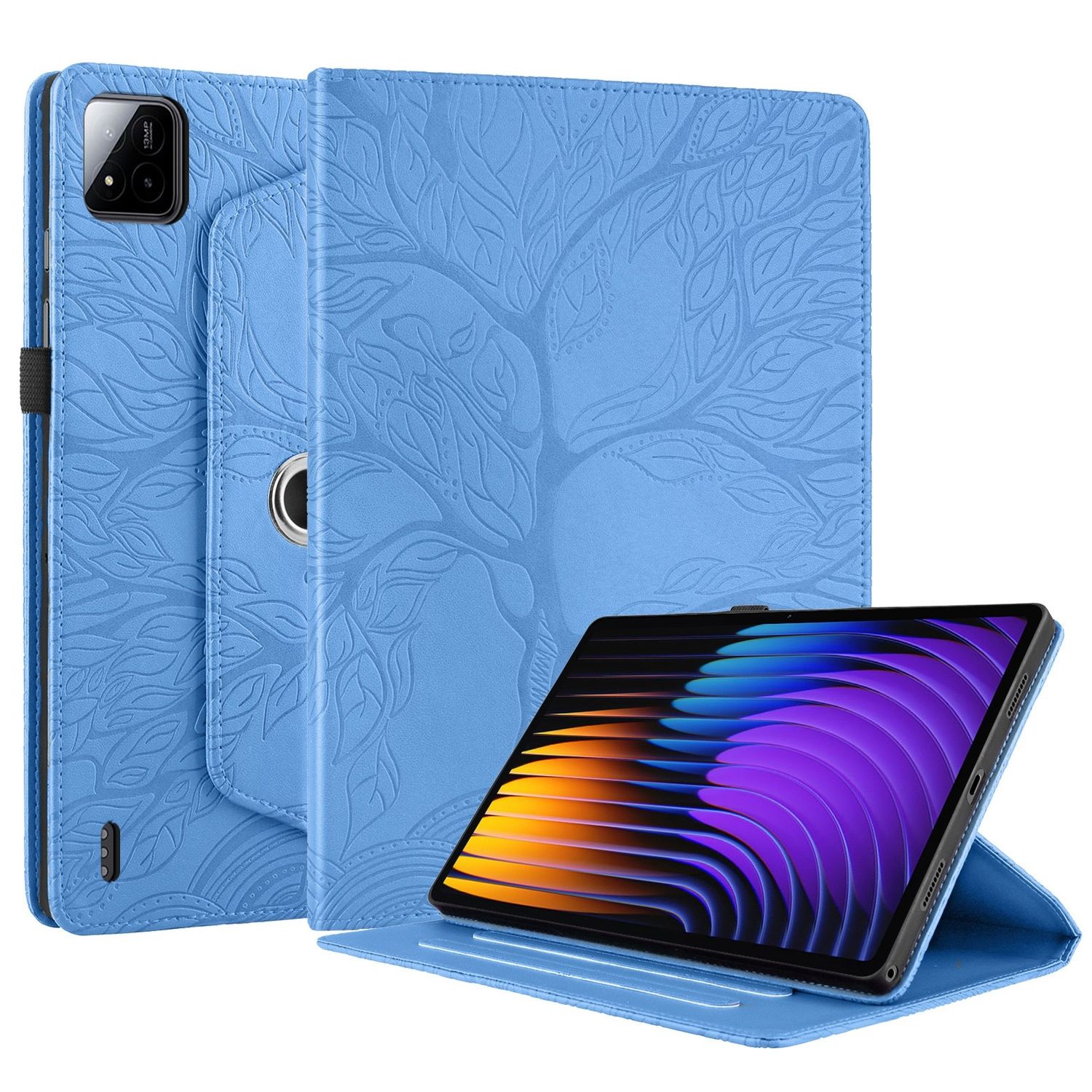 360 Grad f&uuml;r Xiaomi Pad 8 / 8 Pro / Pad 7 / 7 Pro Baum Book Blau - Bild 1