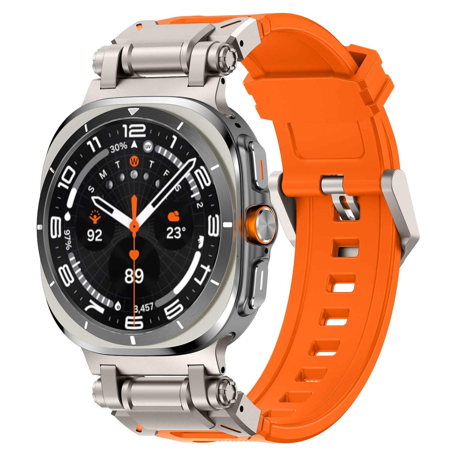 F&uuml;r Samsung Galaxy Watch Ultra 47mm Silikon Titanlegierung Band Orange - Bild 1