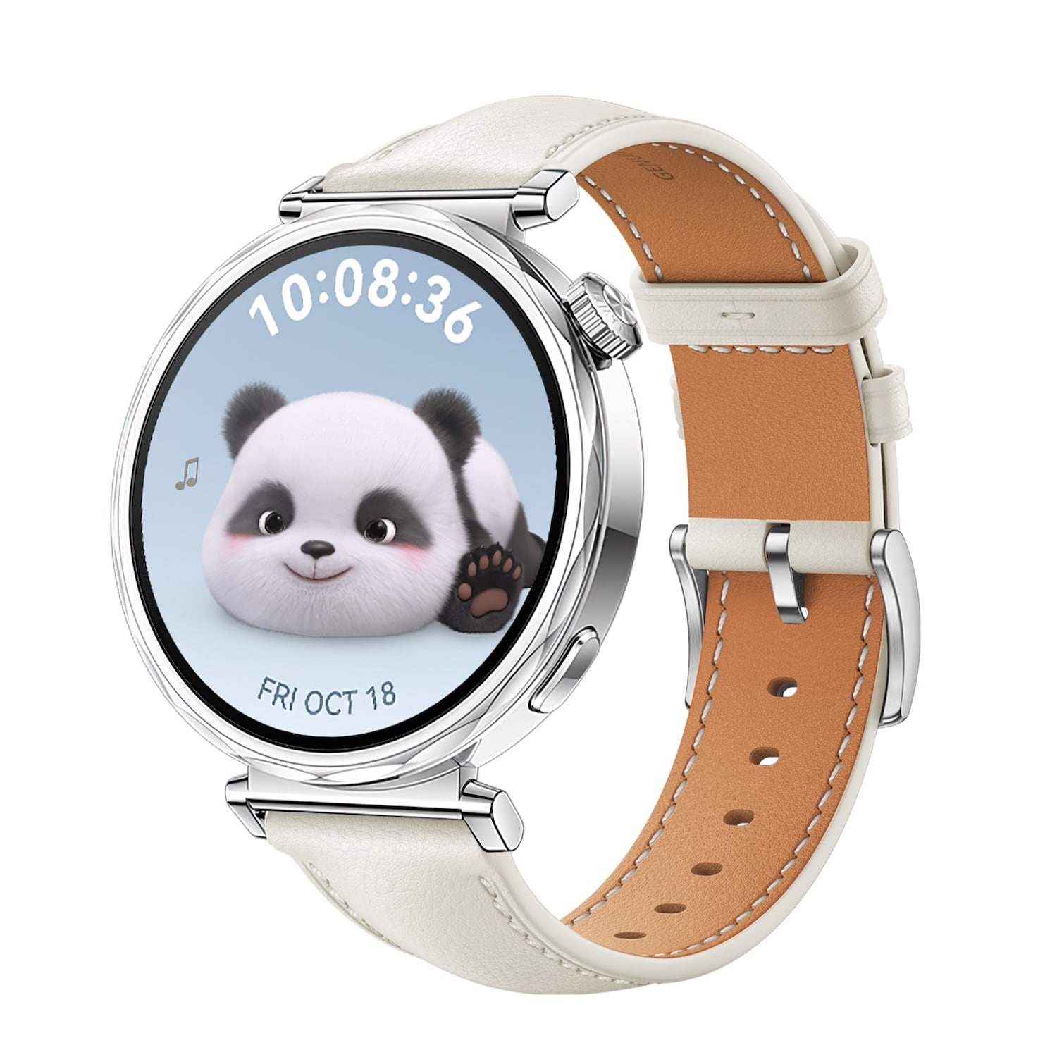 F&uuml;r Huawei Watch GT 5 41mm Damen Leder Armband silberner Schnalle Wei&szlig; - Bild 1