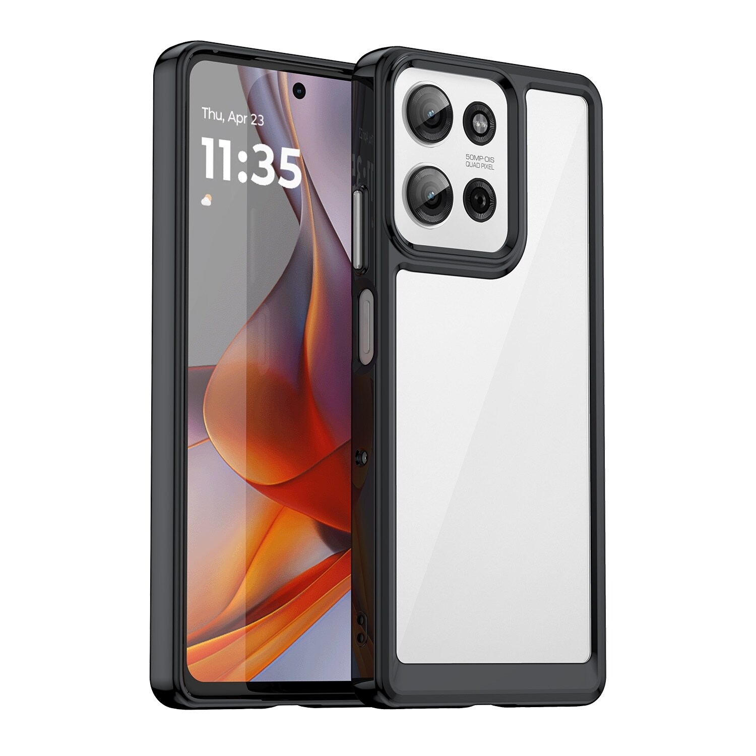 F&uuml;r Motorola Moto G75 5G Colorful Series TPU Hybrid H&uuml;lle Case Schwarz - Bild 1