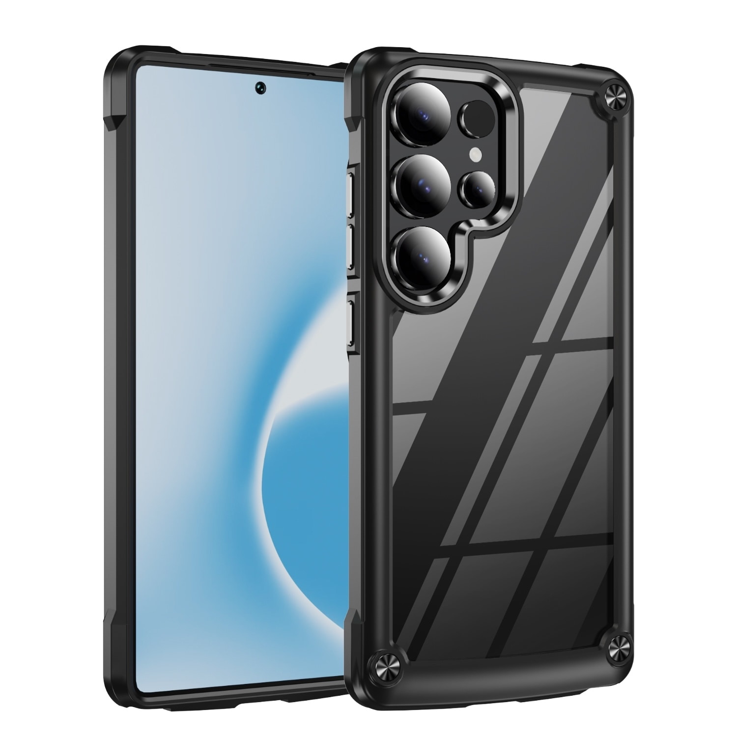F&uuml;r Samsung Galaxy S25 Ultra TPU + PC H&uuml;lle mit Linsenschutz Schwarz - Bild 1