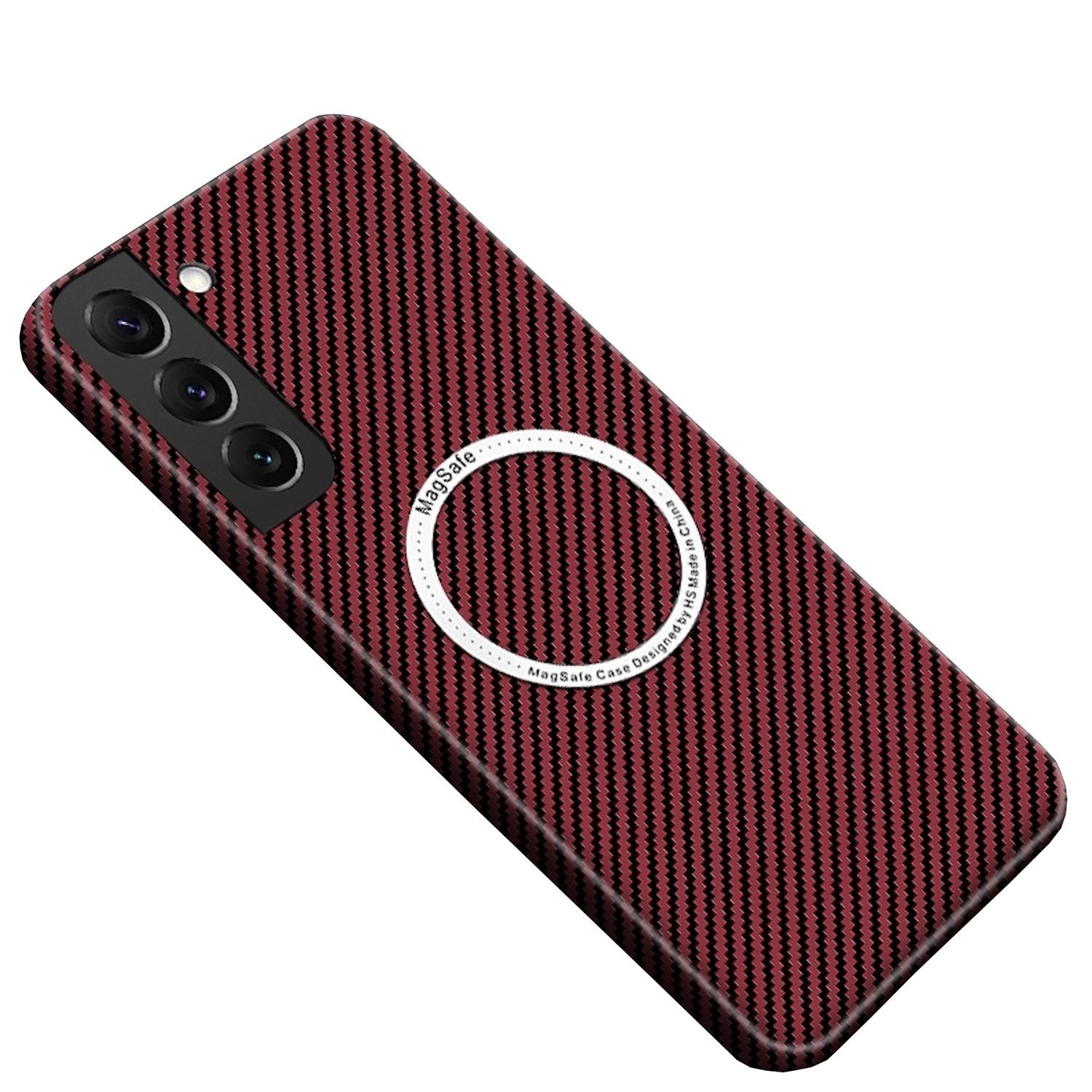 F&uuml;r Samsung Galaxy S25 5G MagSafe Design Carbon Textur H&uuml;lle Case Rot - Bild 1
