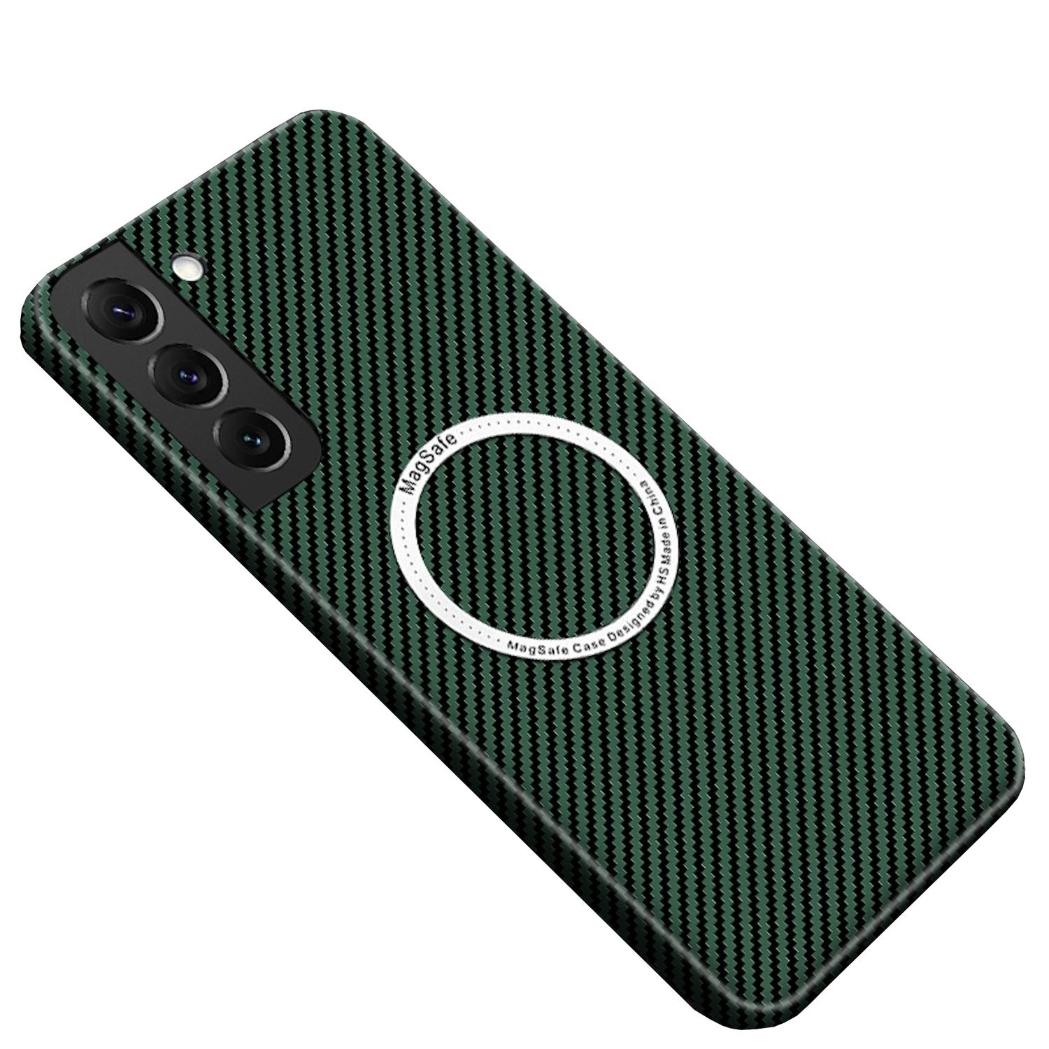 F&uuml;r Samsung Galaxy S25 Plus MagSafe Design Carbon Textur H&uuml;lle Gr&uuml;n - Bild 1