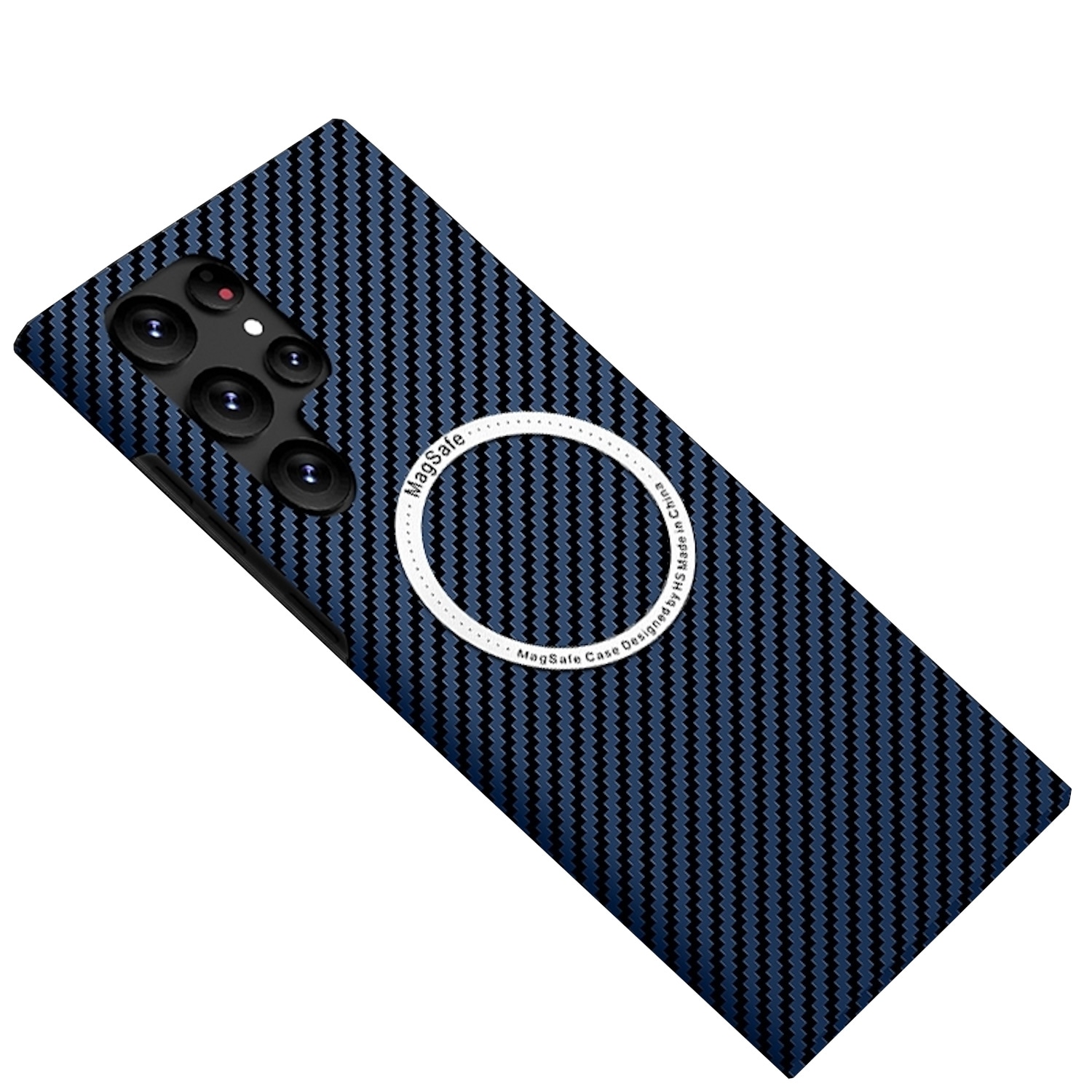 F&uuml;r Samsung Galaxy S25 Ultra MagSafe Design Carbon Textur H&uuml;lle Blau - Bild 1