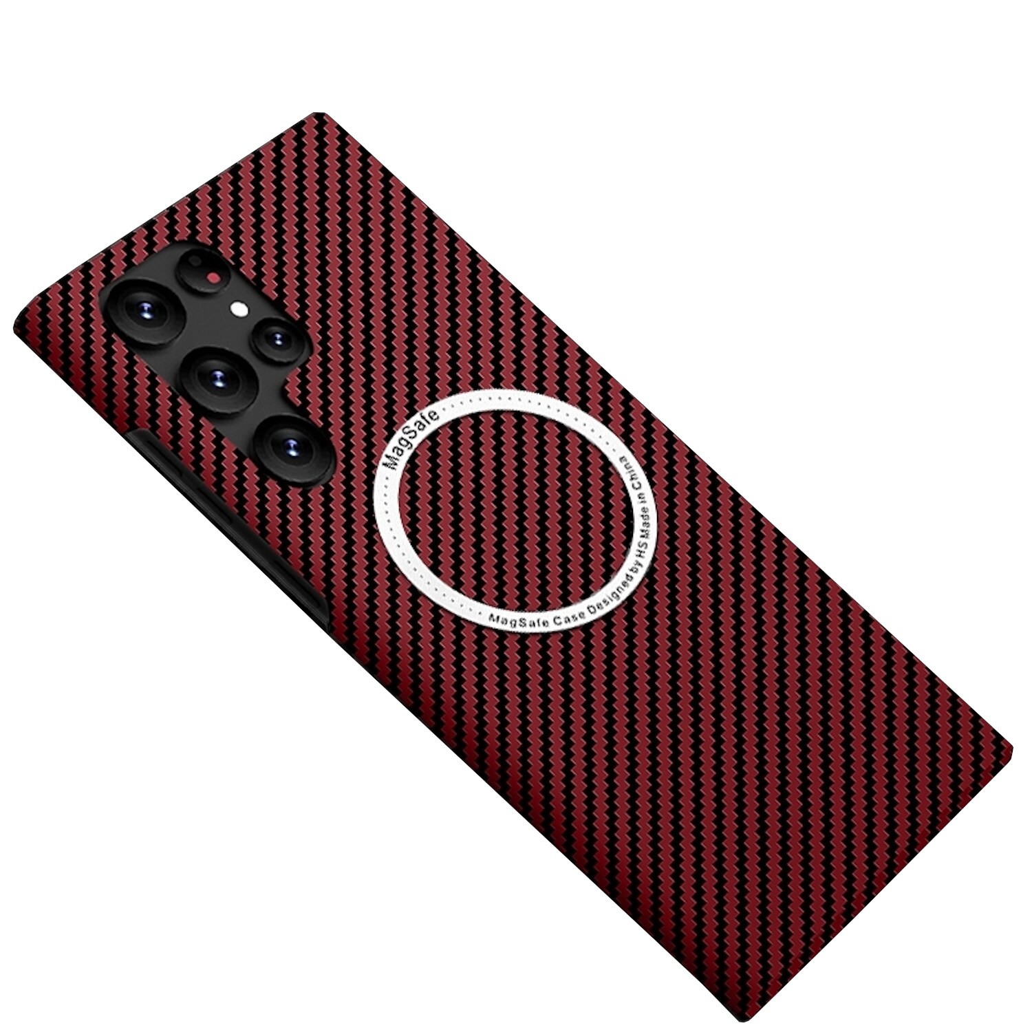 F&uuml;r Samsung Galaxy S25 Ultra MagSafe Design Carbon Textur H&uuml;lle Rot - Bild 1