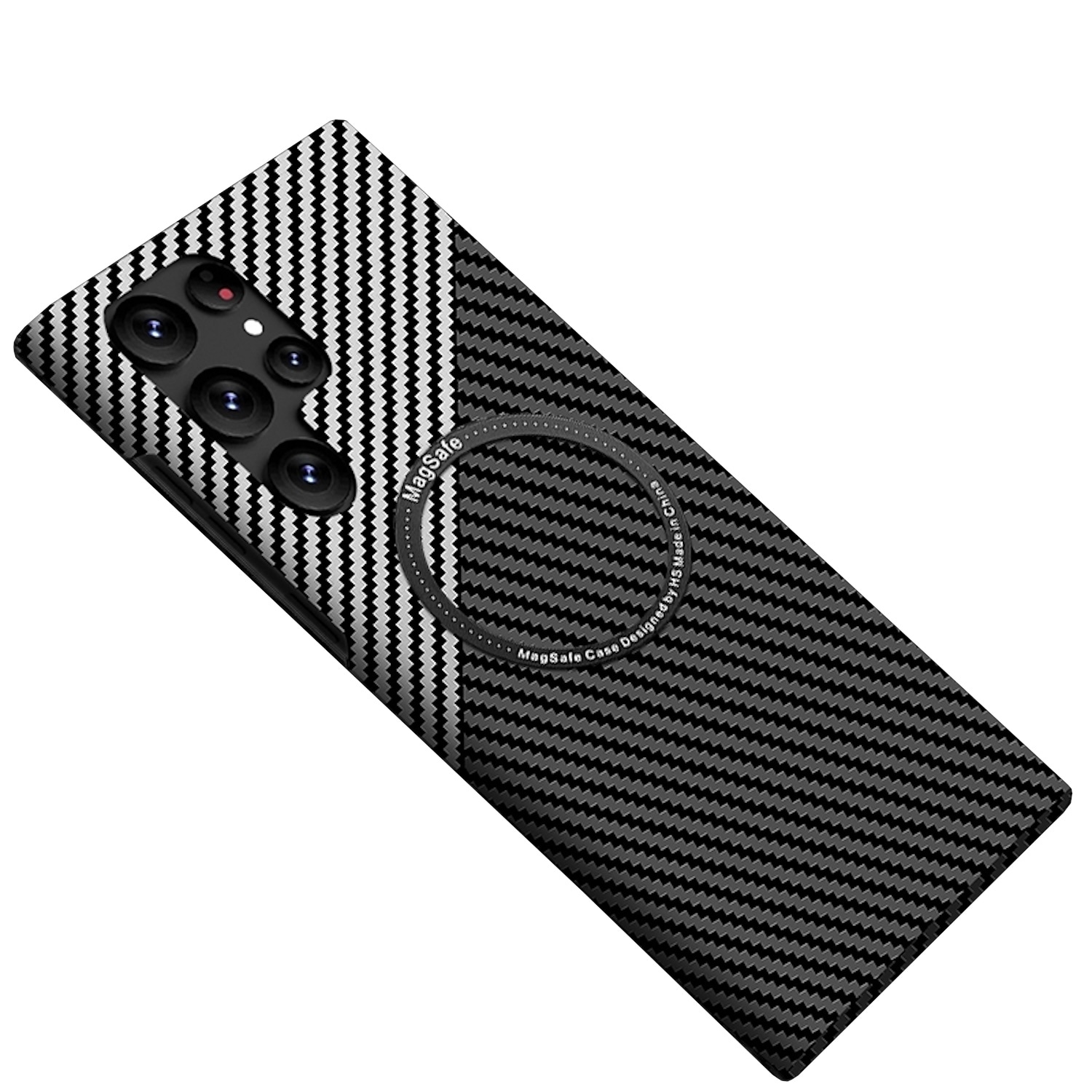 F&uuml;r Samsung Galaxy S25 Ultra MagSafe Carbon H&uuml;lle Silber / Schwarz - Bild 1