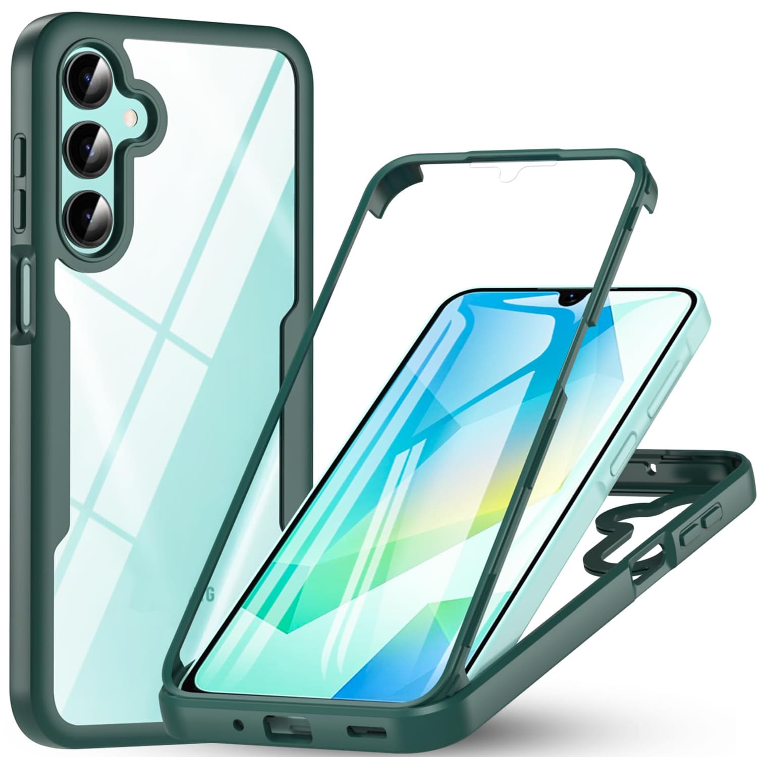 F&uuml;r Samsung Galaxy A16 Full Cover 360 Acrylic Hybrid TPU H&uuml;lle D- Gr&uuml;n - Bild 1