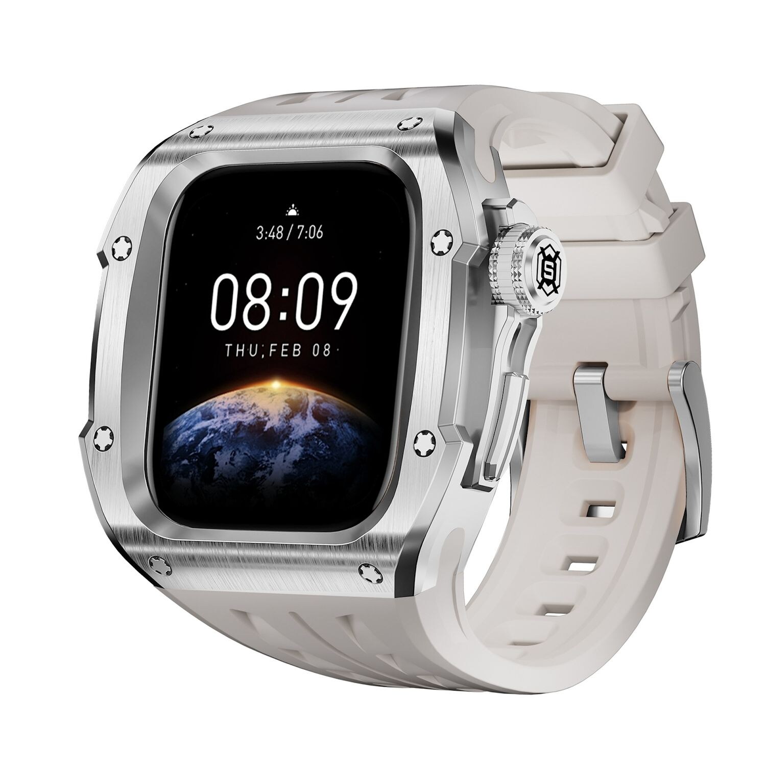 Für Apple Watch Series 10 46mm Hochwertiges Silikon Arm Band mit Metall Gehäuse