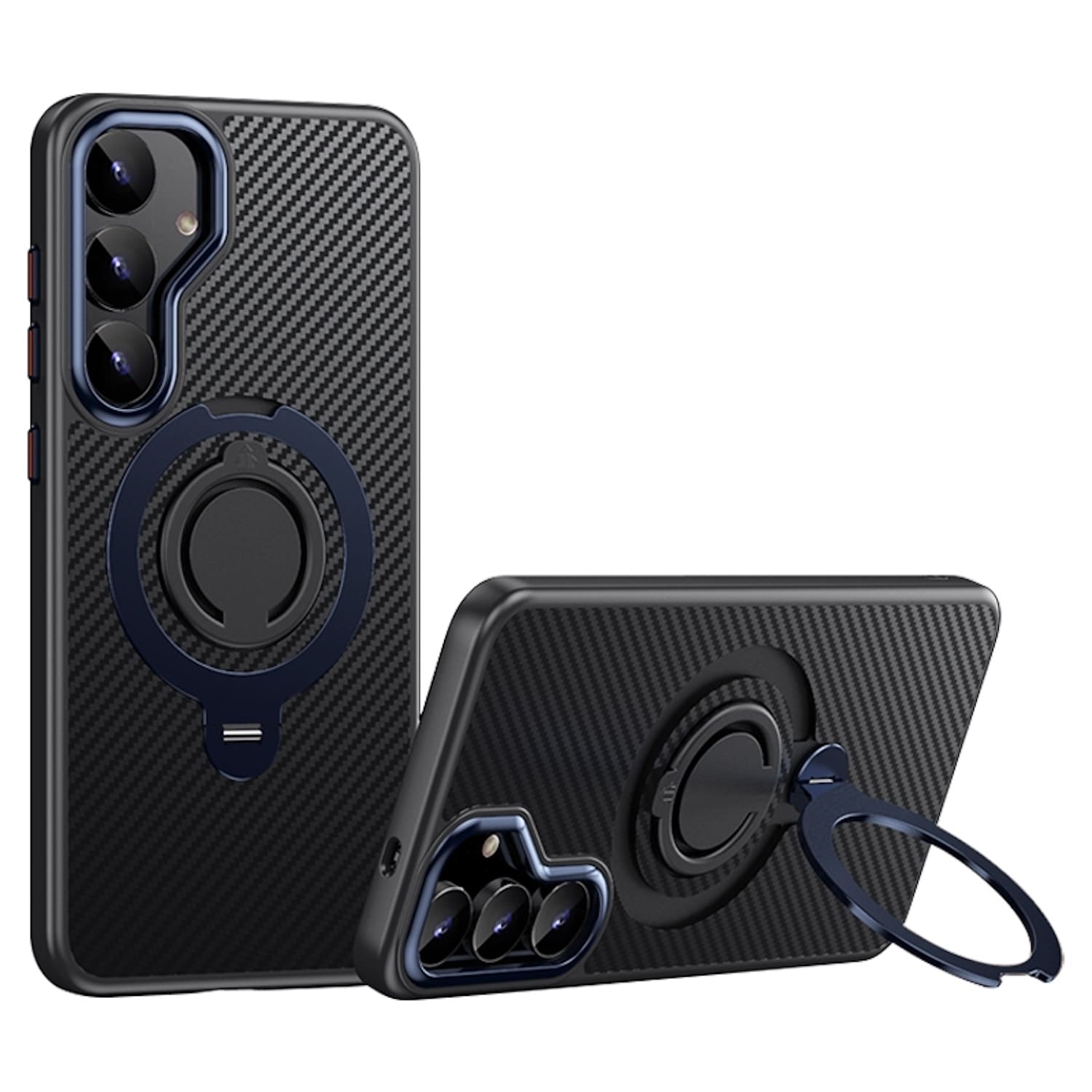 F&uuml;r Samsung Galaxy S25 Plus MagSafe Carbon Design TPU Ringhalter H&uuml;lle - Bild 1