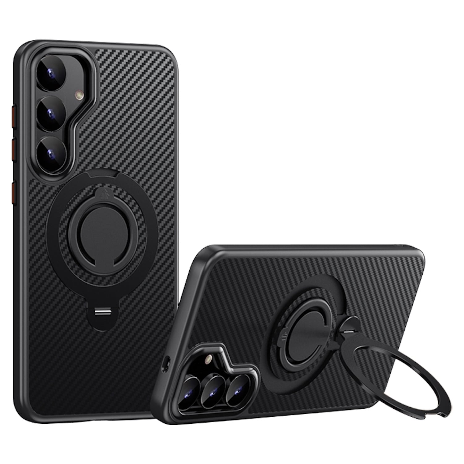F&uuml;r Samsung Galaxy S25 Plus MagSafe Carbon Design TPU Ringhalter H&uuml;lle - Bild 1
