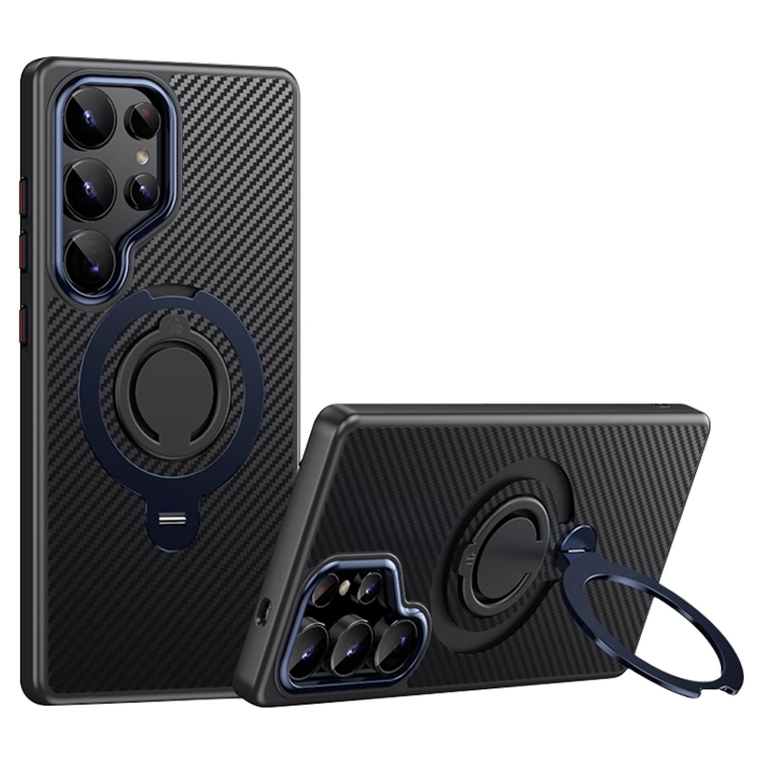 F&uuml;r Samsung Galaxy S25 Ultra MagSafe Carbon Design TPU 360 Ring H&uuml;lle - Bild 1