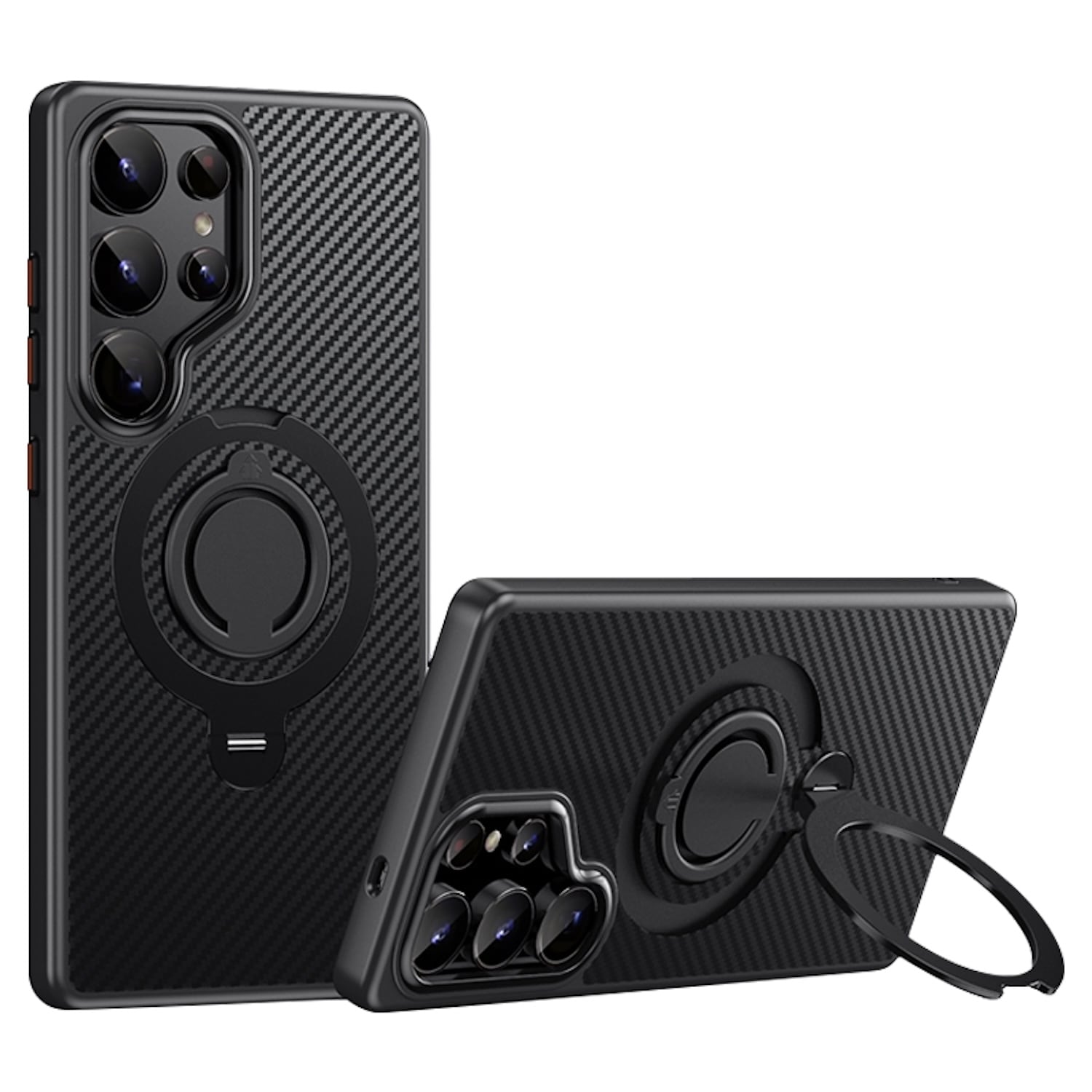 F&uuml;r Samsung Galaxy S25 Ultra MagSafe Carbon Design TPU 360 Ring H&uuml;lle - Bild 1