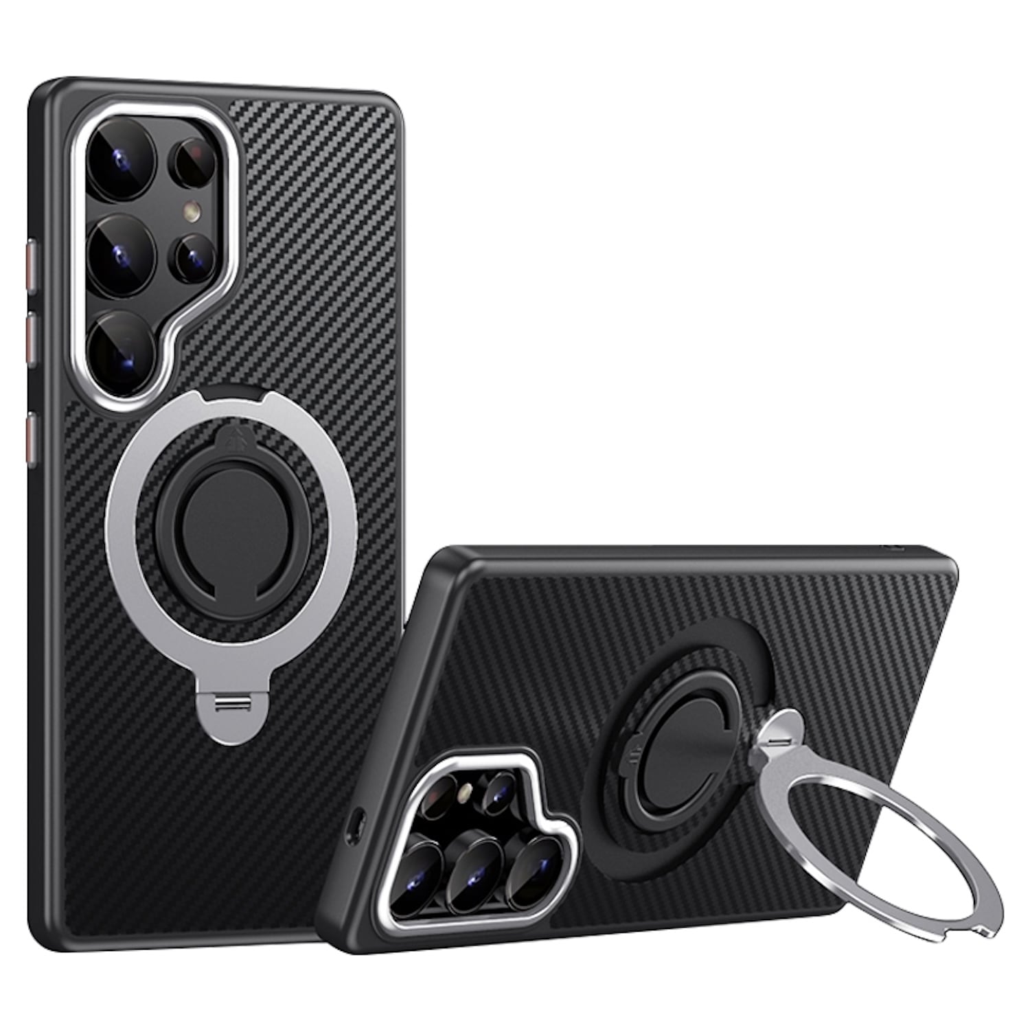 F&uuml;r Samsung Galaxy S25 Ultra MagSafe Carbon Design TPU 360 Ring H&uuml;lle - Bild 1