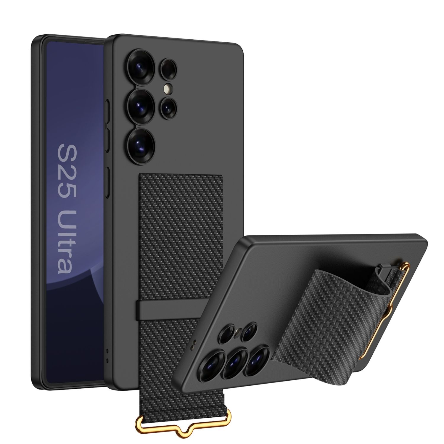 F&uuml;r Samsung Galaxy S25 Ultra GKK d&uuml;nne H&uuml;lle Armband Halter Carbon - Bild 1