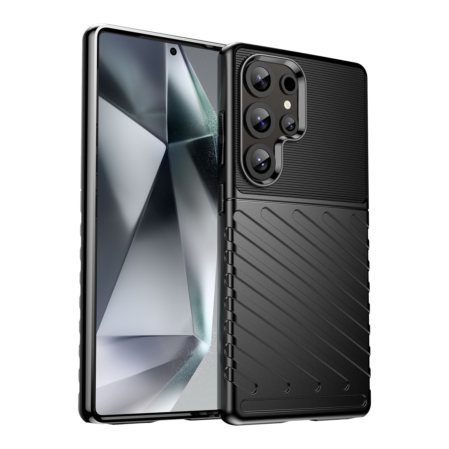 F&uuml;r Samsung Galaxy S25 Ultra Schockfeste Thunderbolt TPU H&uuml;lle Schwarz - Bild 1