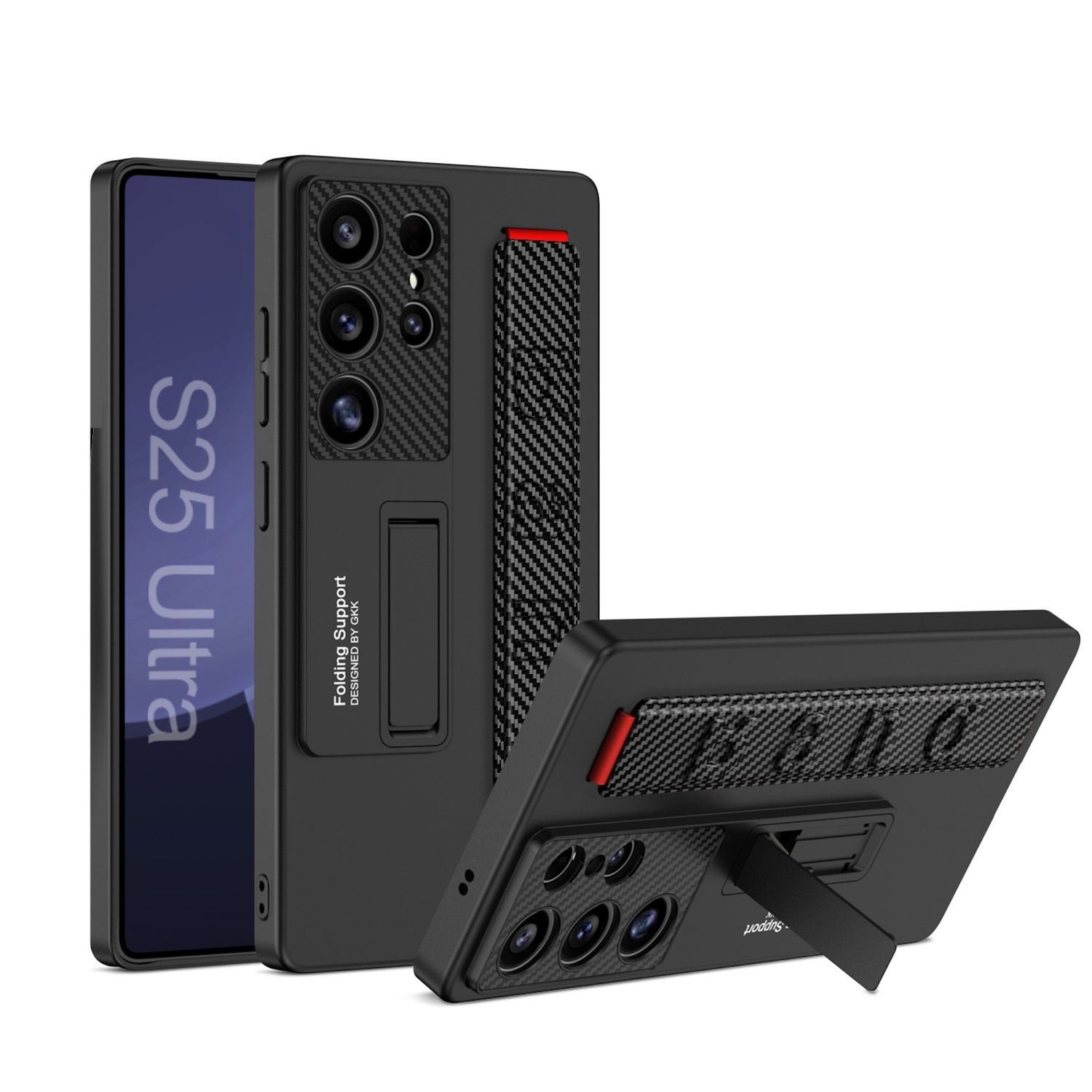 F&uuml;r Samsung Galaxy S25 Ultra GKK d&uuml;nne Armband Halterung H&uuml;lle Carbon - Bild 1