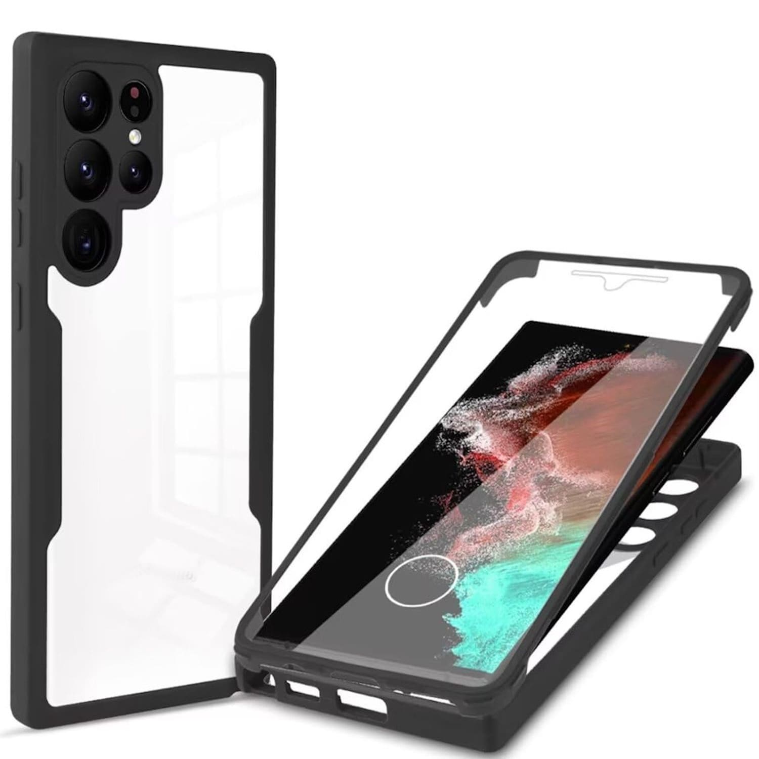F&uuml;r Samsung Galaxy S25 Ultra Full Cover 360 Acrylic TPU H&uuml;lle Schwarz - Bild 1