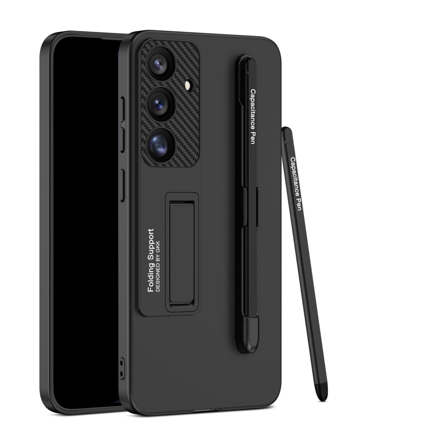 F&uuml;r Samsung Galaxy S25 GKK D&uuml;nne H&uuml;lle Stifthalterung + Stift Schwarz - Bild 1