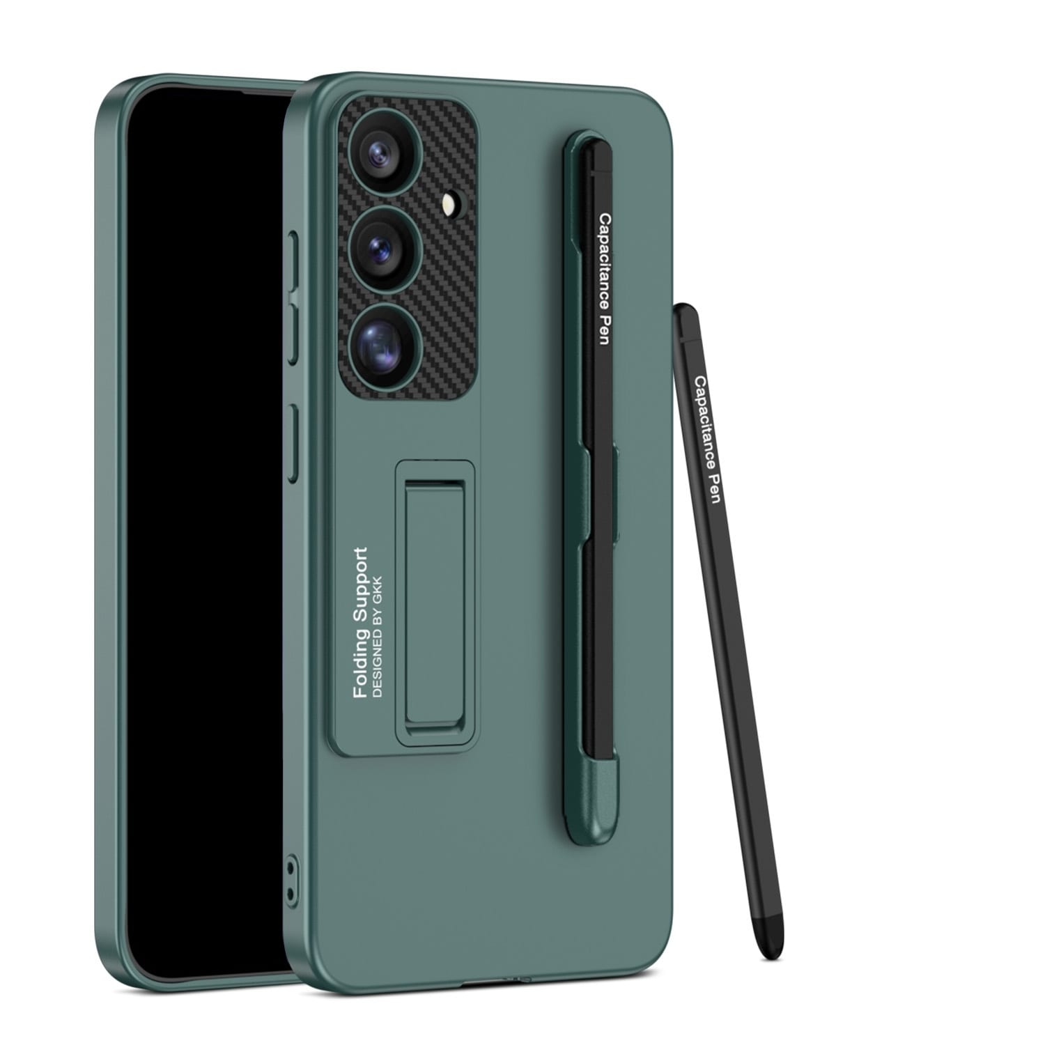 F&uuml;r Samsung Galaxy S25 GKK D&uuml;nne H&uuml;lle Stifthalterung + Stift Gr&uuml;n - Bild 1