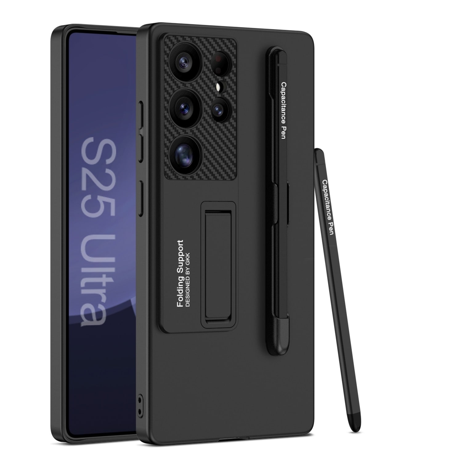 F&uuml;r Samsung Galaxy S25 Ultra GKK H&uuml;lle Stifthalterung + Stift Schwarz - Bild 1