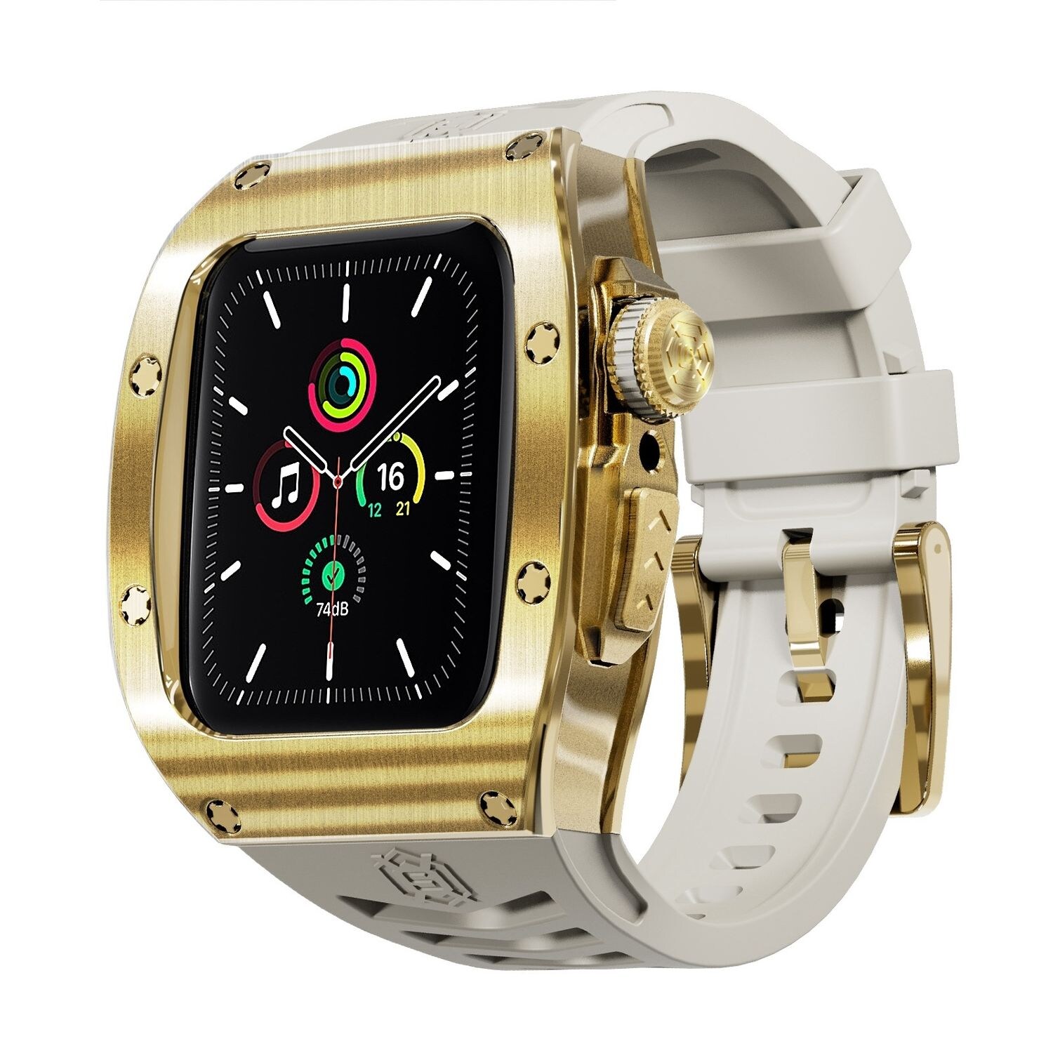 Für Apple Watch Series 9 8 7 45 / SE 6 5 4 44 Silikon Band Metall Gehäuse Hülle