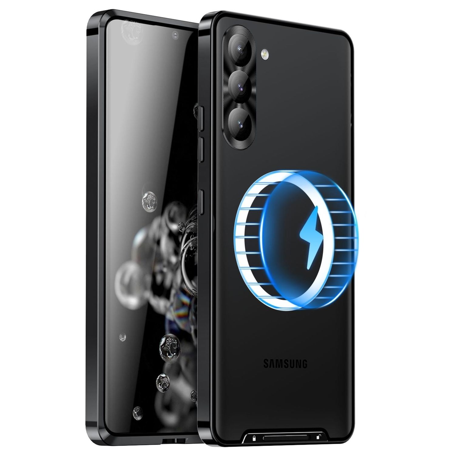 F&uuml;r Samsung Galaxy S25 Plus Magnetische Magsafe Metall H&uuml;lle Schwarz - Bild 1