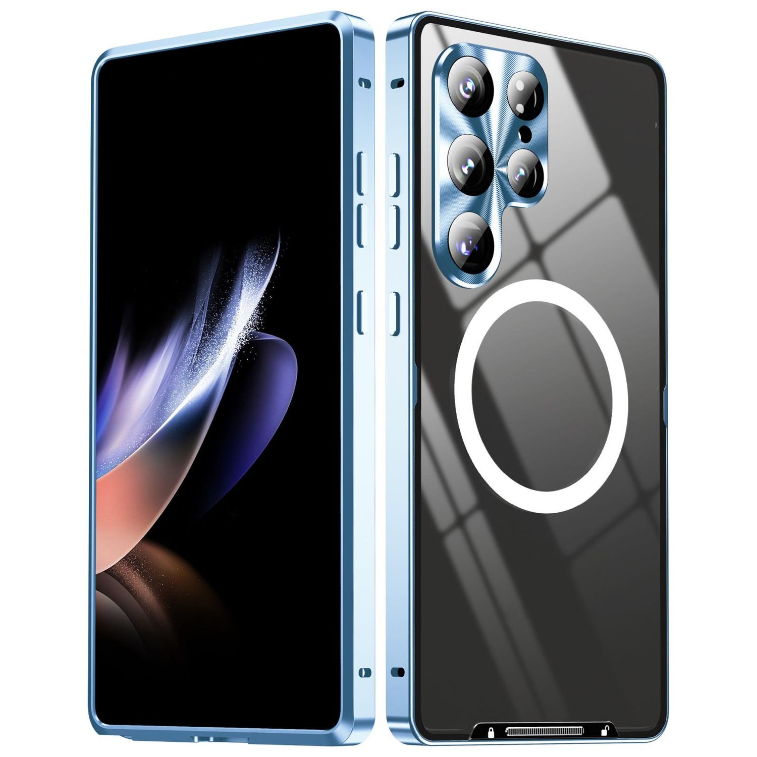 F&uuml;r Samsung Galaxy S25 Ultra Magnetische Magsafe Metall H&uuml;lle Blau - Bild 1