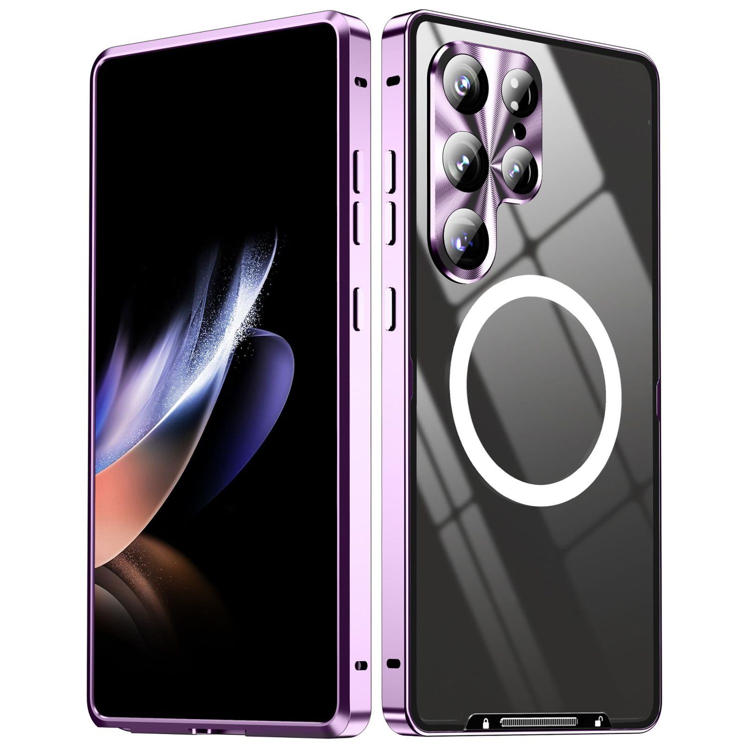 F&uuml;r Samsung Galaxy S25 Ultra Magnetische Magsafe Metall H&uuml;lle Lila - Bild 1