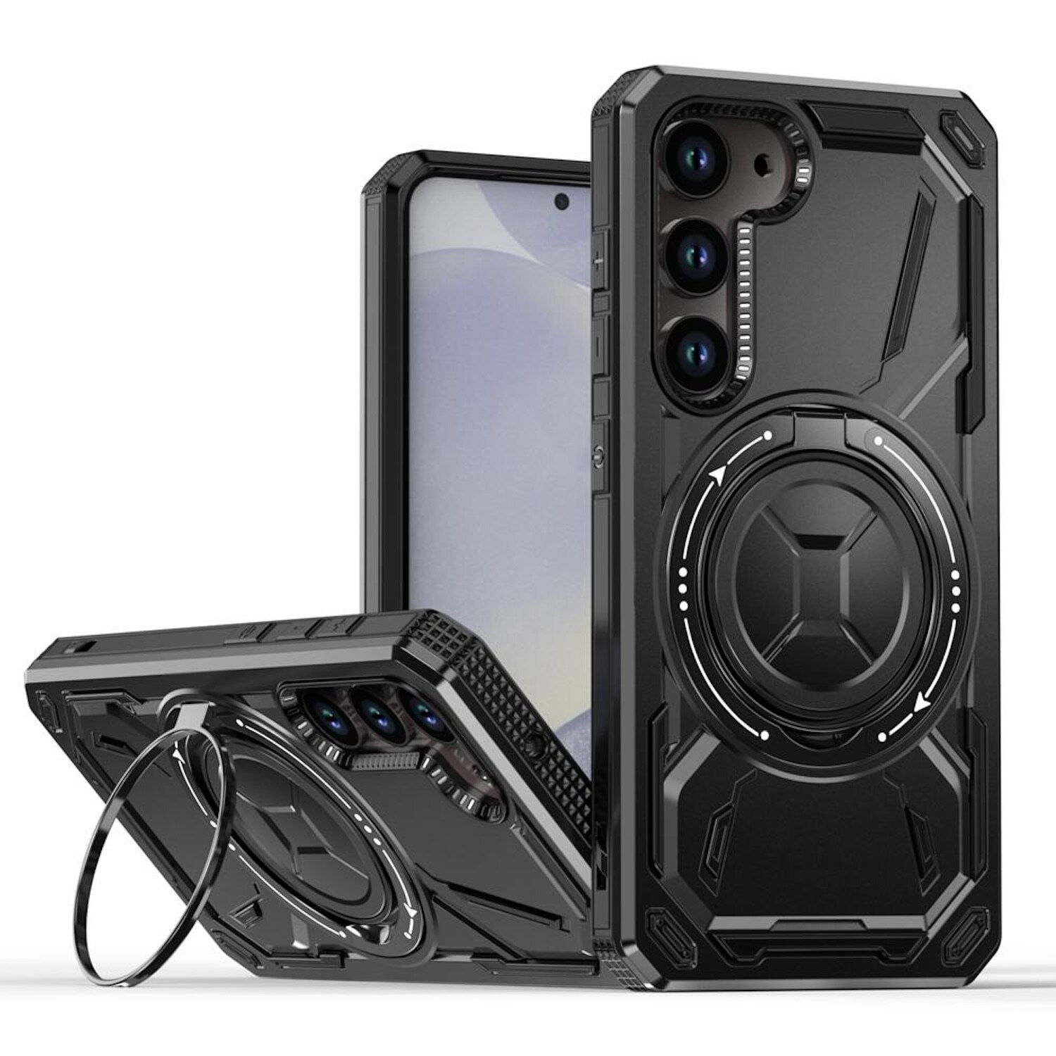 F&uuml;r Samsung Galaxy S25 5G Armor II MagSafe Magnet Ring H&uuml;lle Schwarz - Bild 1