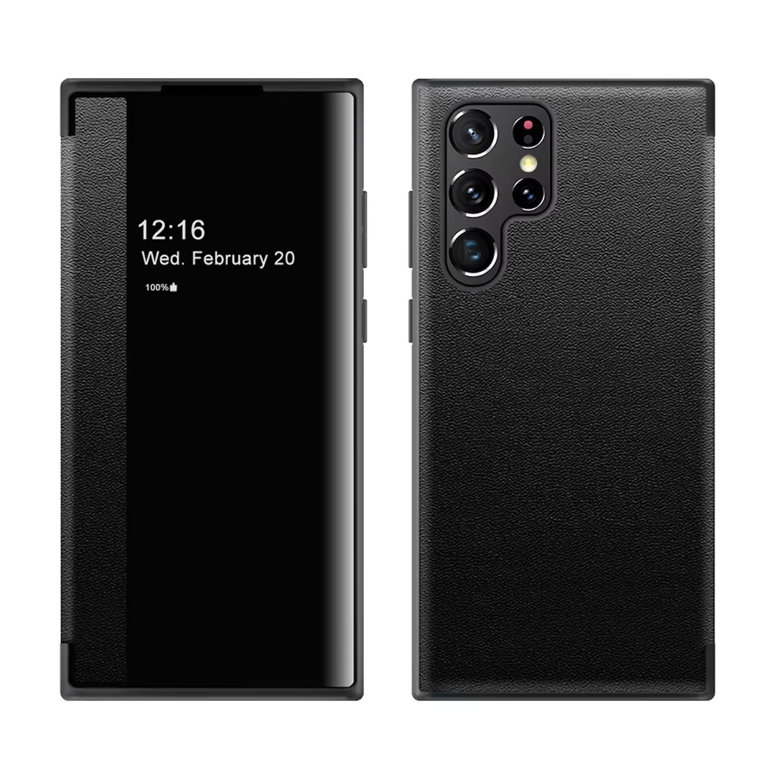 F&uuml;r Samsung Galaxy S25 Ultra 5G Mirror View Smart Cover H&uuml;lle Schwarz - Bild 1