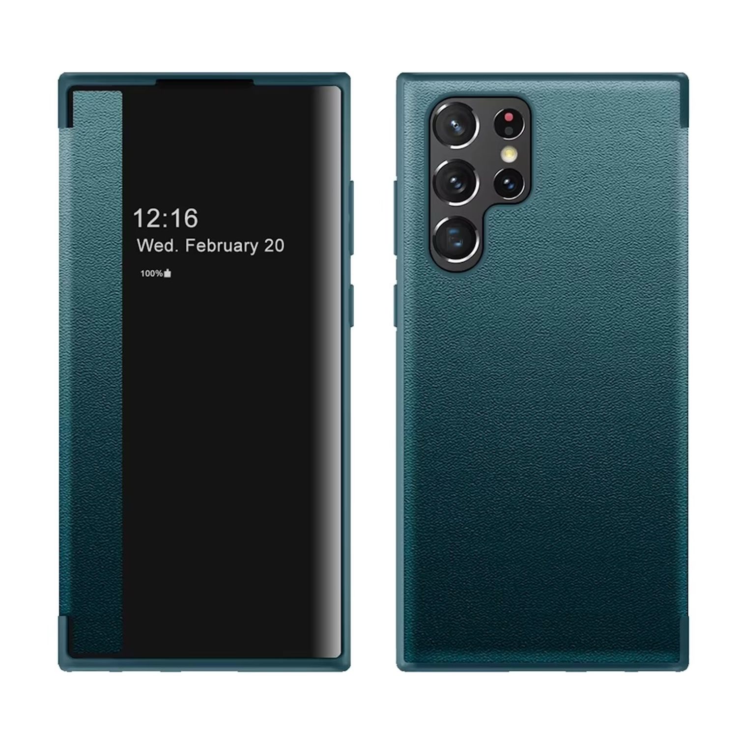 F&uuml;r Samsung Galaxy S25 Ultra 5G Mirror View Smart Cover H&uuml;lle Gr&uuml;n - Bild 1