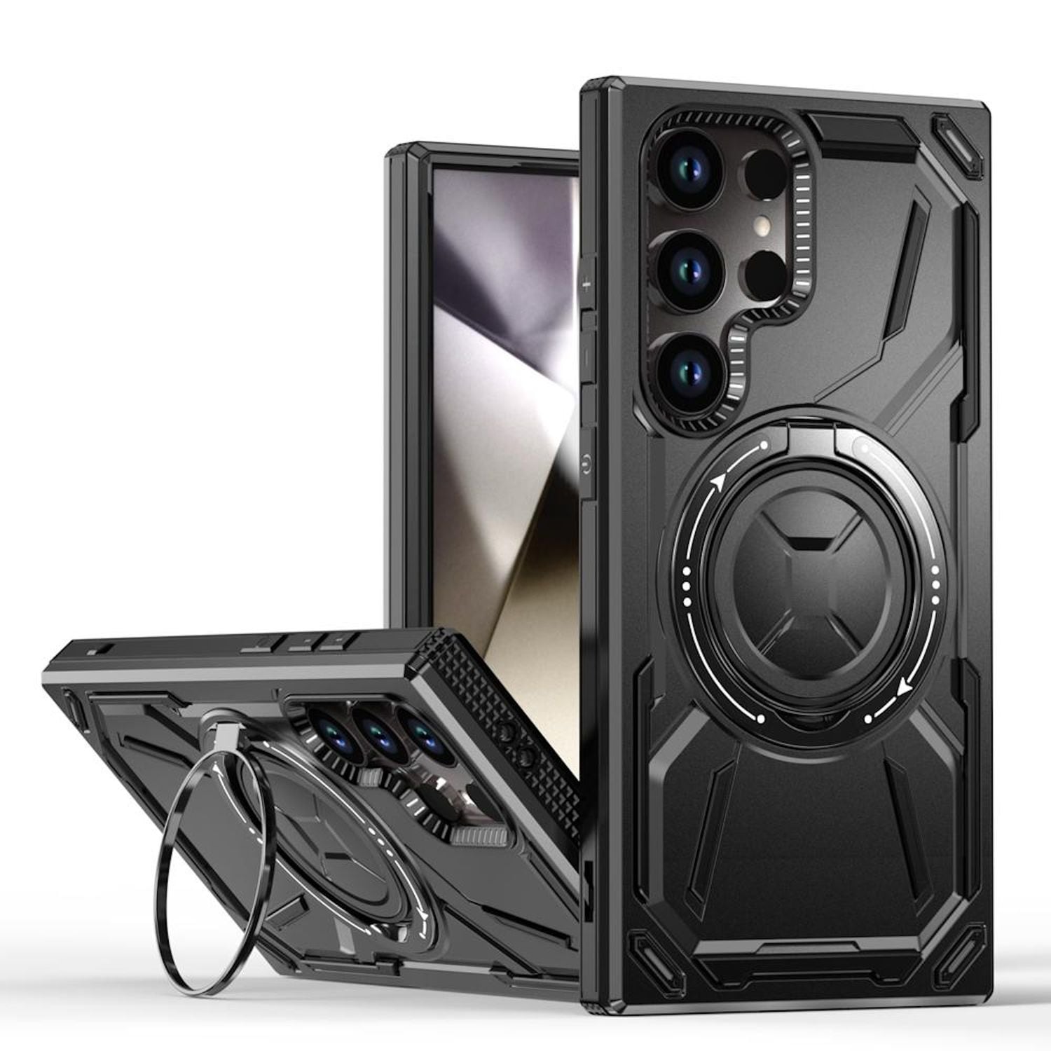 F&uuml;r Samsung Galaxy S25 Ultra Armor MagSafe Magnet Ring H&uuml;lle Schwarz - Bild 1