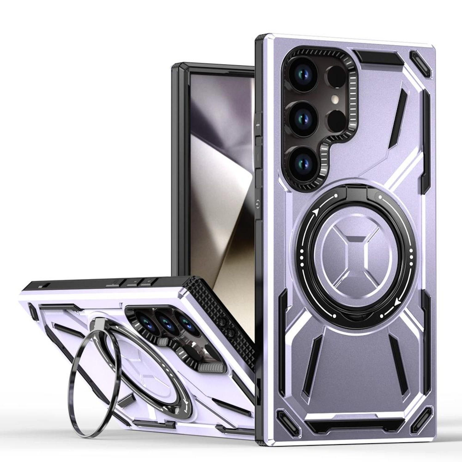 F&uuml;r Samsung Galaxy S25 Ultra Armor II MagSafe Magnet Ring H&uuml;lle Lila - Bild 1