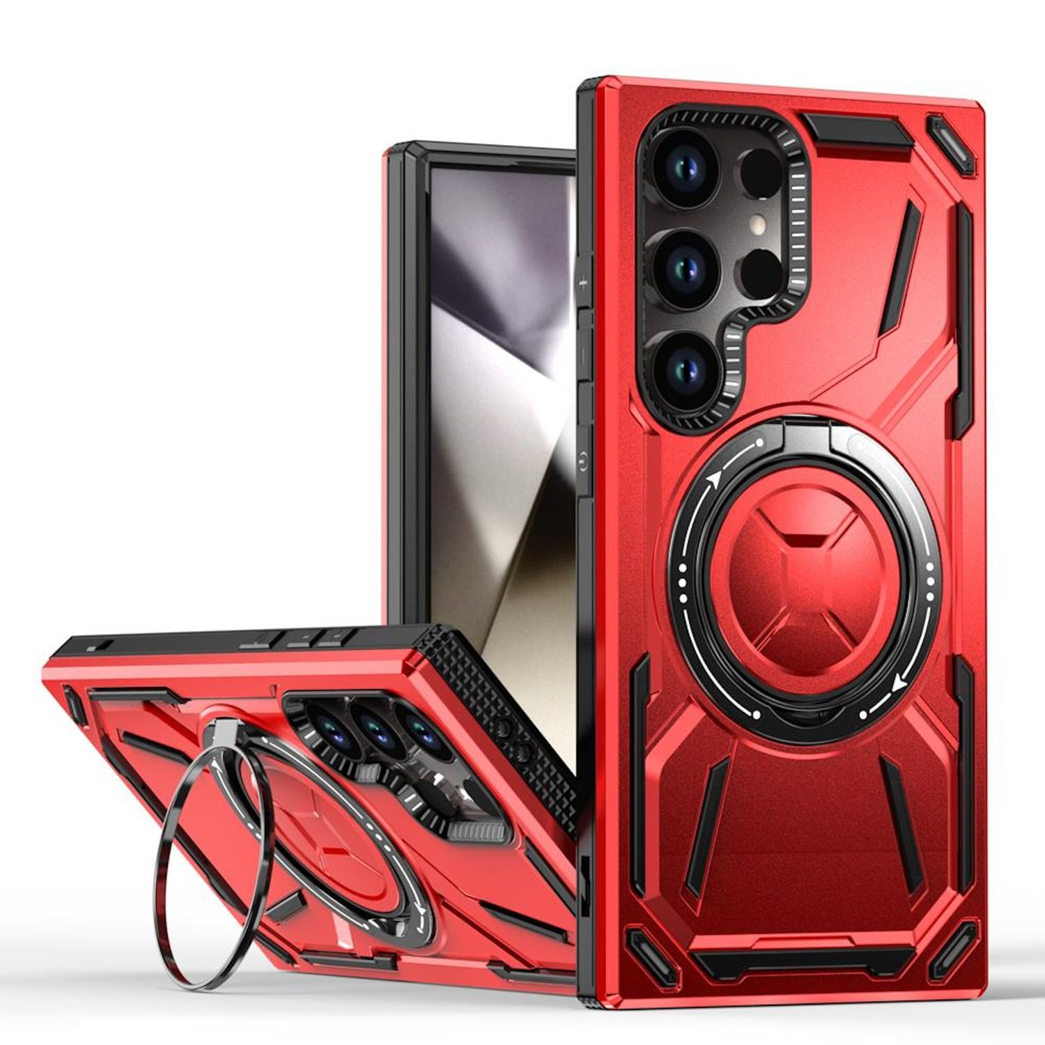 F&uuml;r Samsung Galaxy S25 Ultra Armor II MagSafe Magnet Ring H&uuml;lle Rot - Bild 1