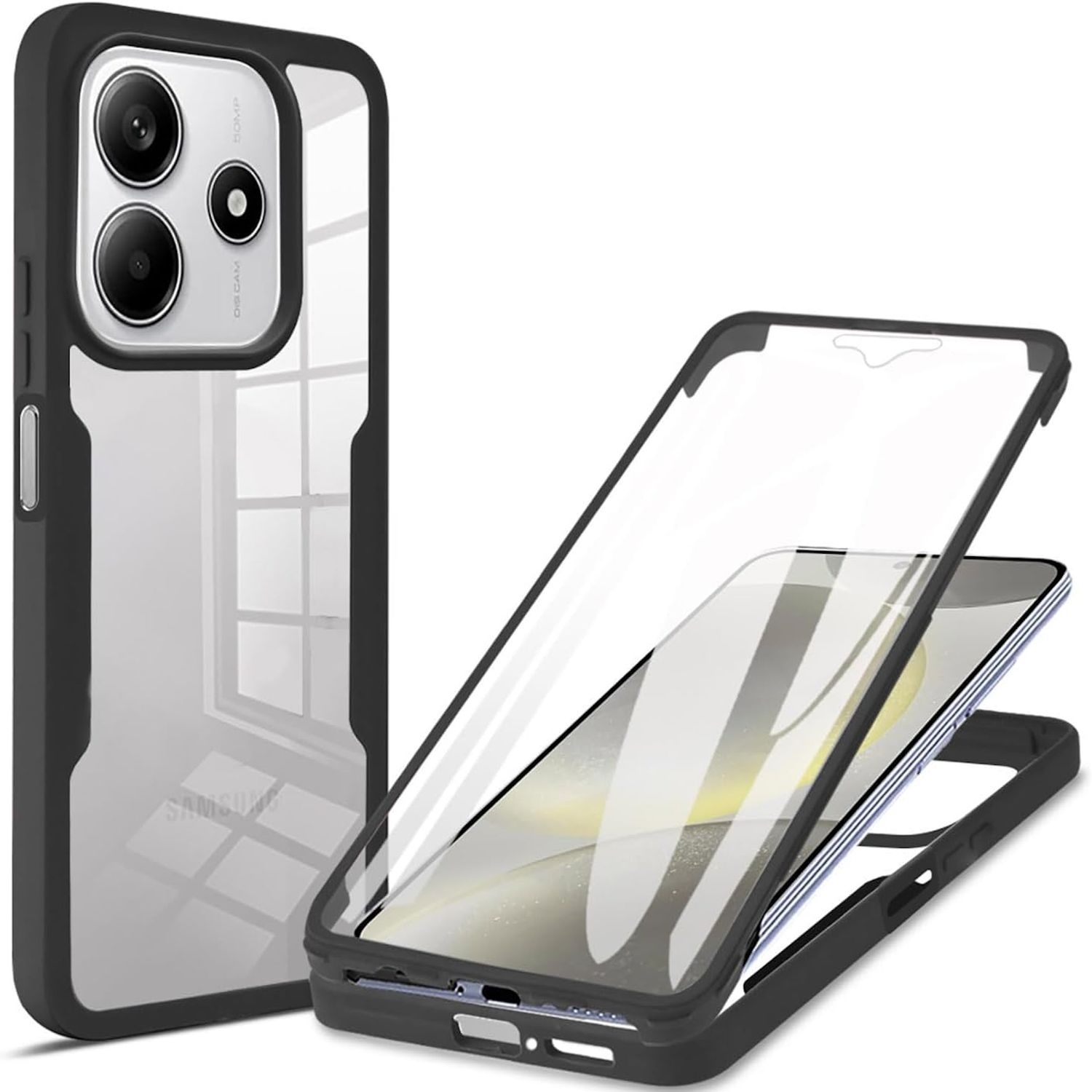 F&uuml;r Xiaomi Redmi Note 14 5G Full 360 Acrylic Hybrid TPU H&uuml;lle Schwarz - Bild 1